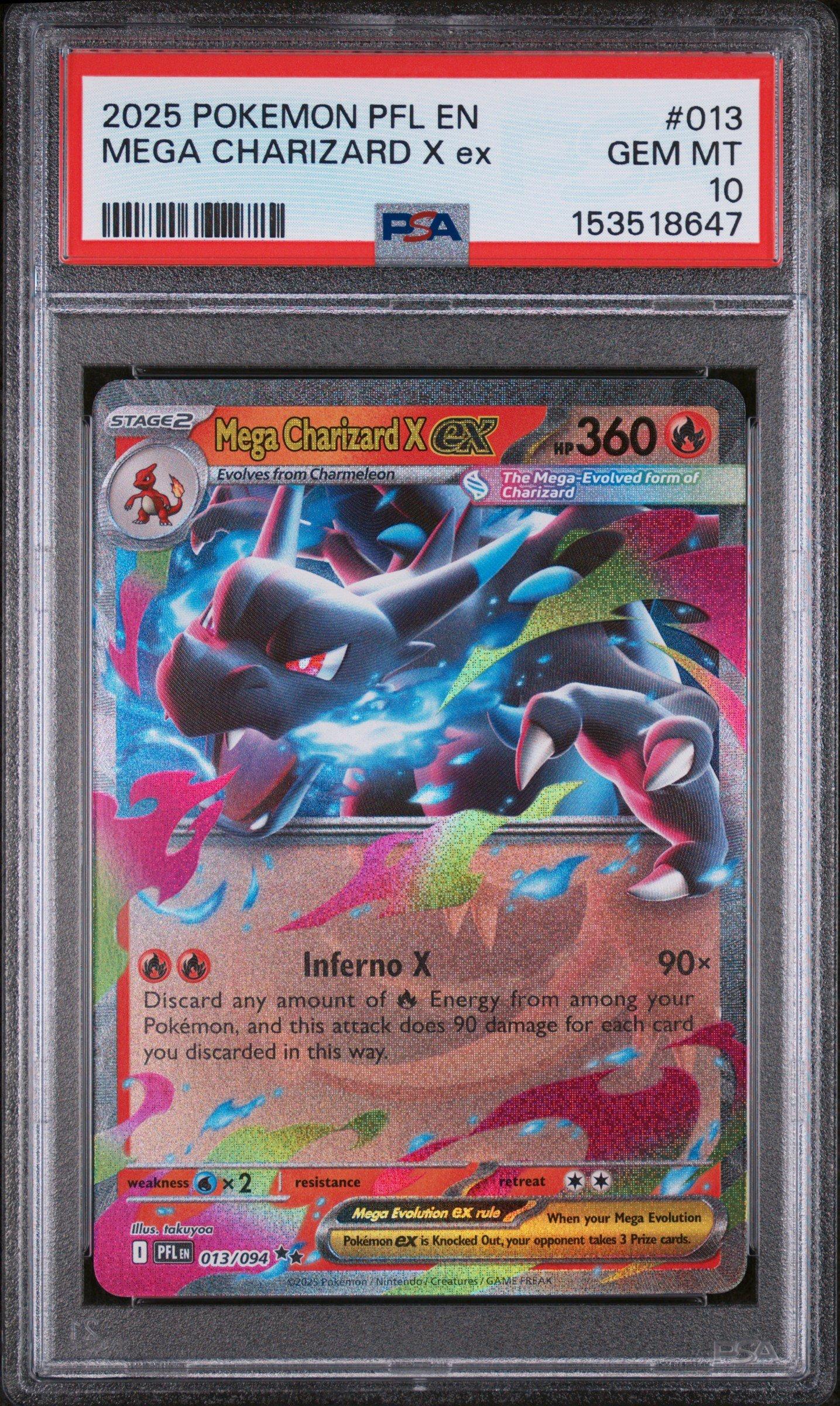 2025 Pokemon Pfl En-phantasmal Flames 013 Mega Charizard X Ex PSA