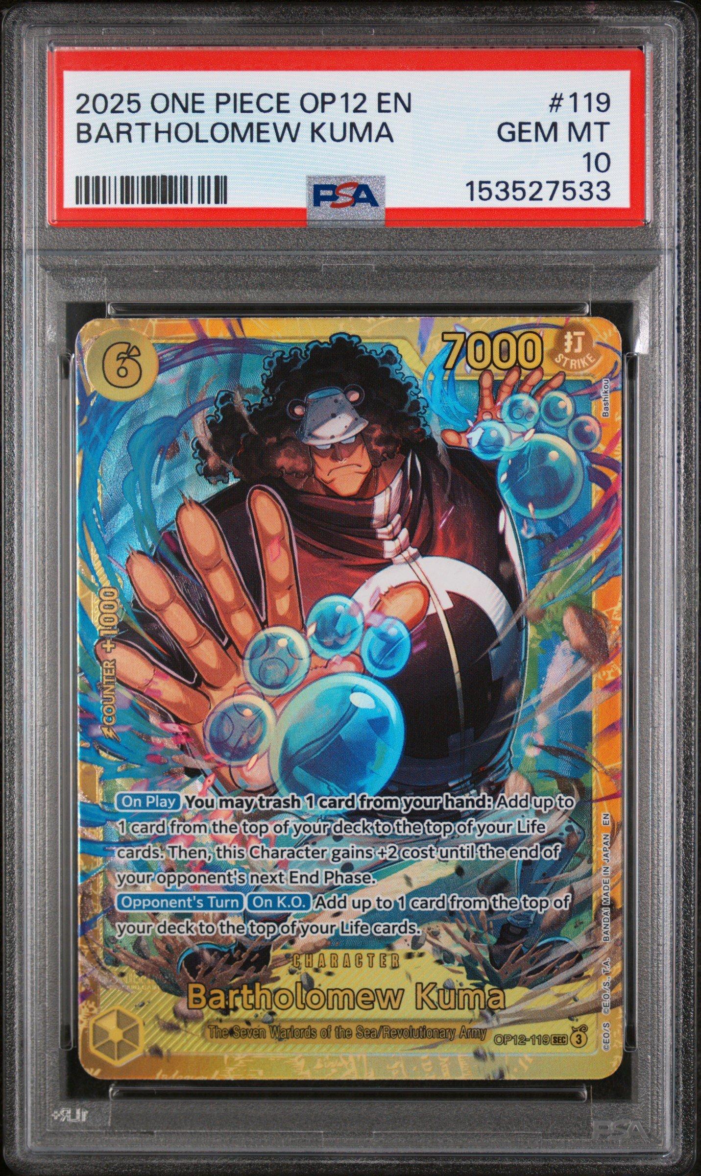 2025 One Piece Op12-legacy Of The Master 119 Bartholomew Kuma PSA