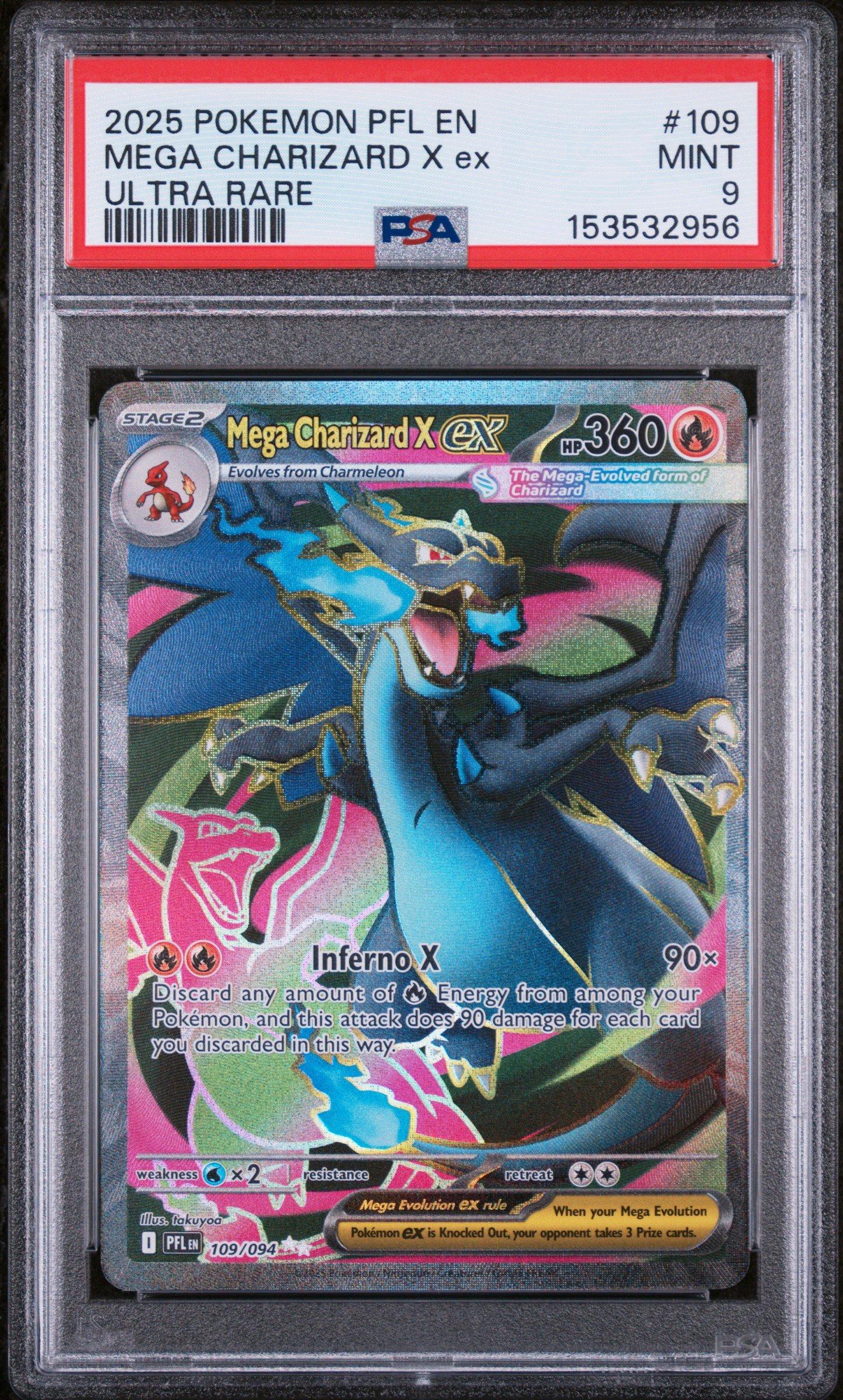 2025 Pokemon Pfl En-phantasmal Flames 109 Mega Charizard X Ex Ultra Rare  PSA 9 Graded Card | GameStop