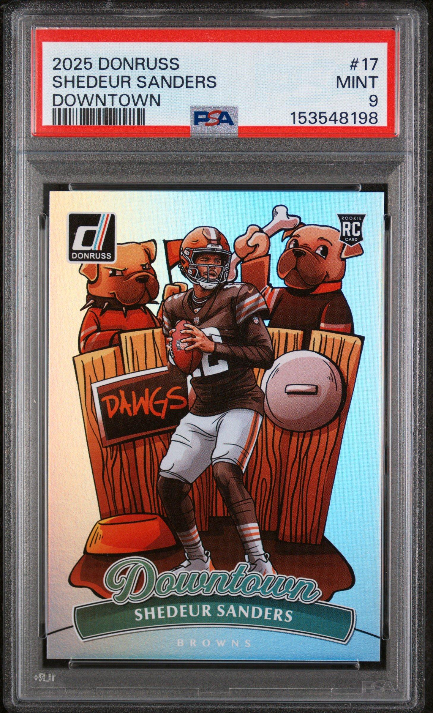 2025 Panini Donruss Downtown 17 Shedeur Sanders PSA 9 Graded Card
