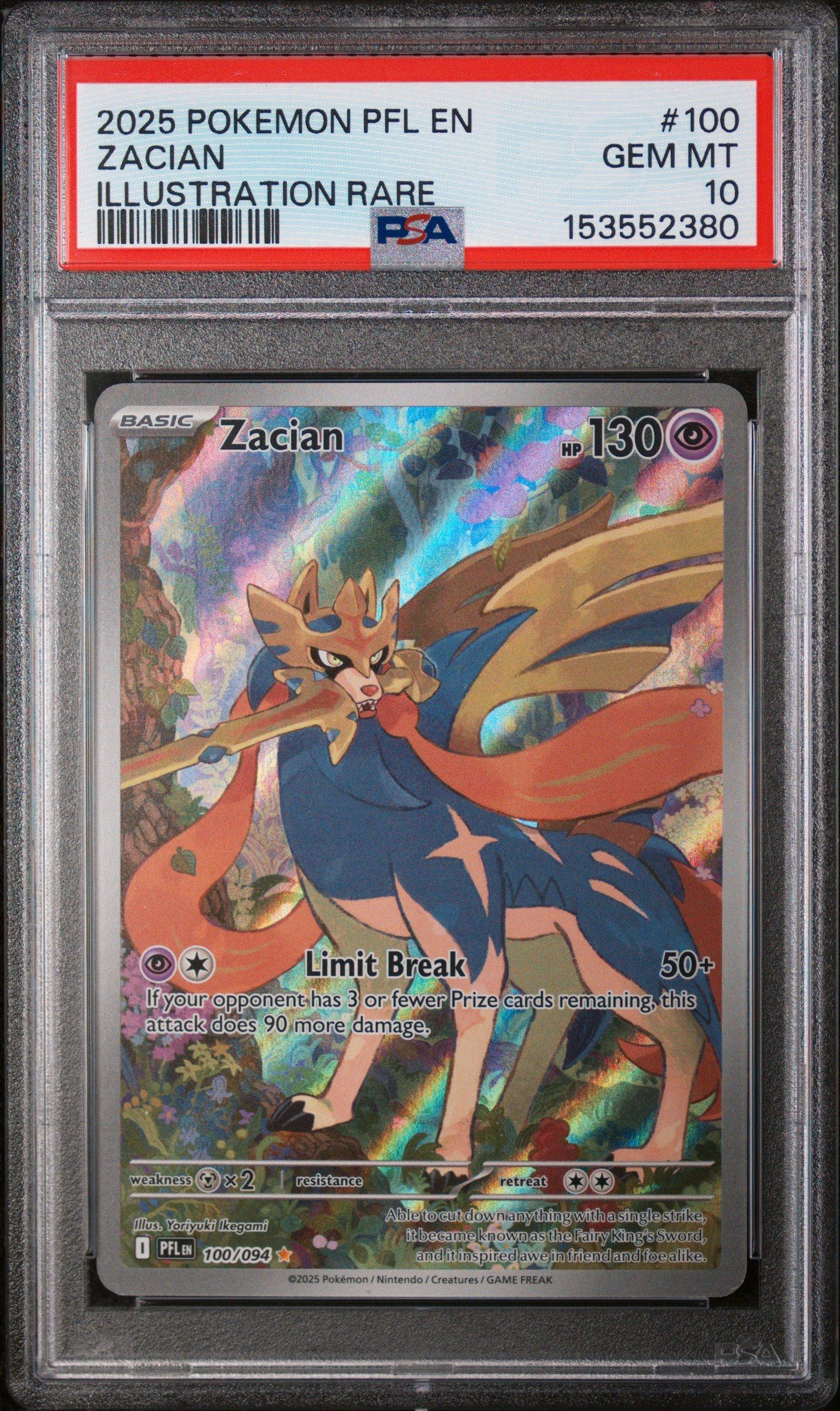2025 Pokemon Pfl En-phantasmal Flames 100 Zacian Illustration Rare
