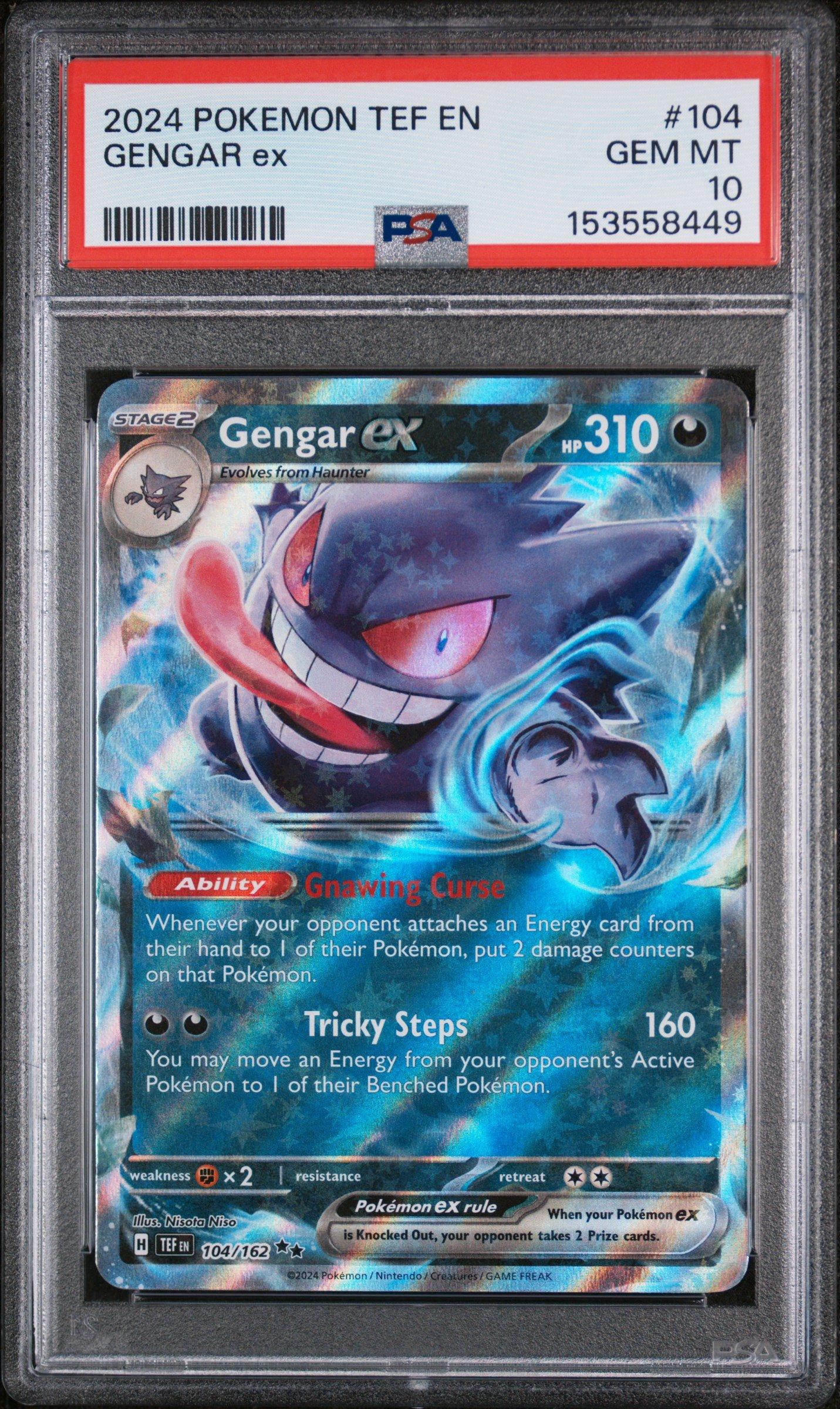 2024 Pokemon Tef En-temporal Forces 104 Gengar Ex PSA 10 Graded