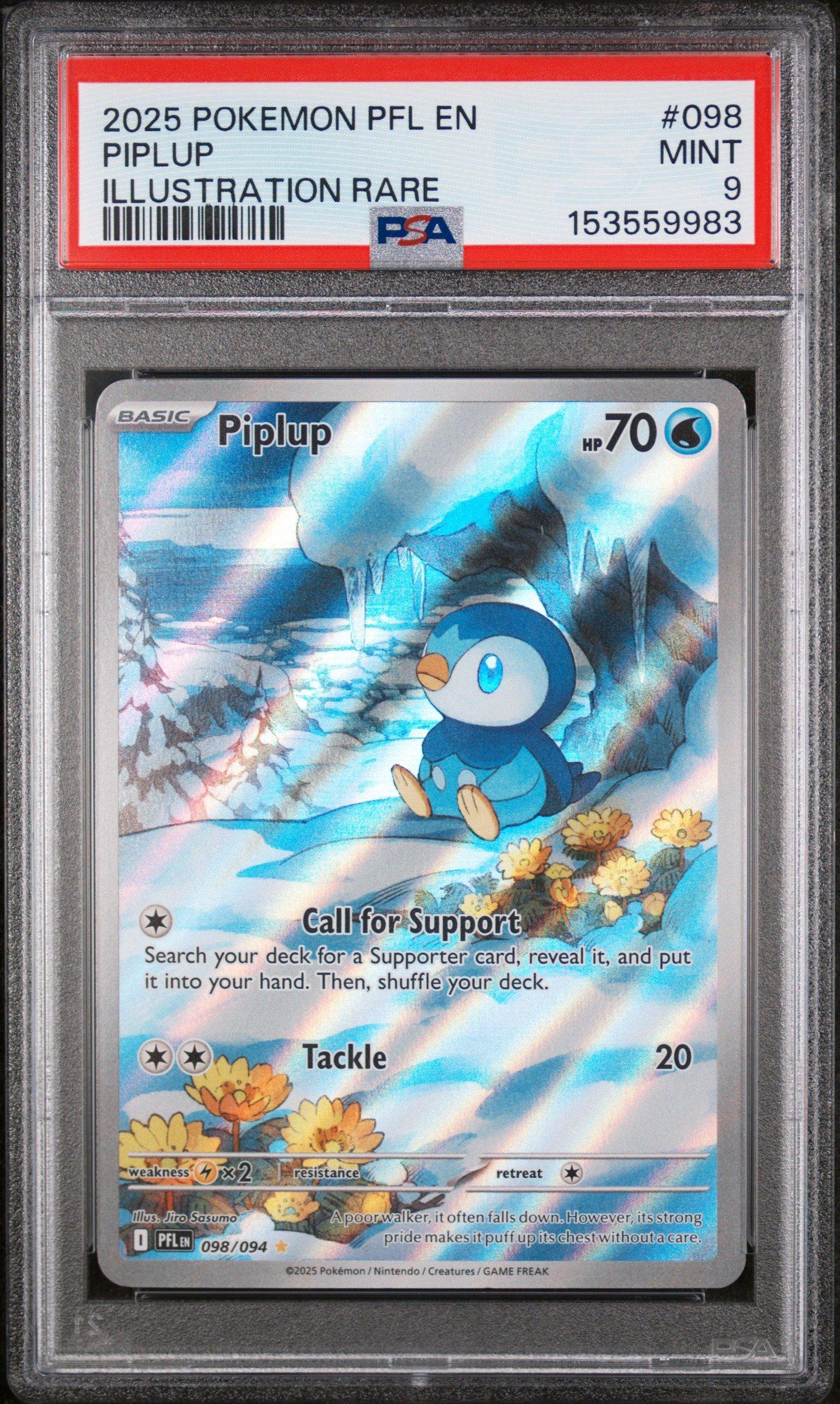 2025 Pokemon Pfl En-phantasmal Flames 098 Piplup Illustration Rare