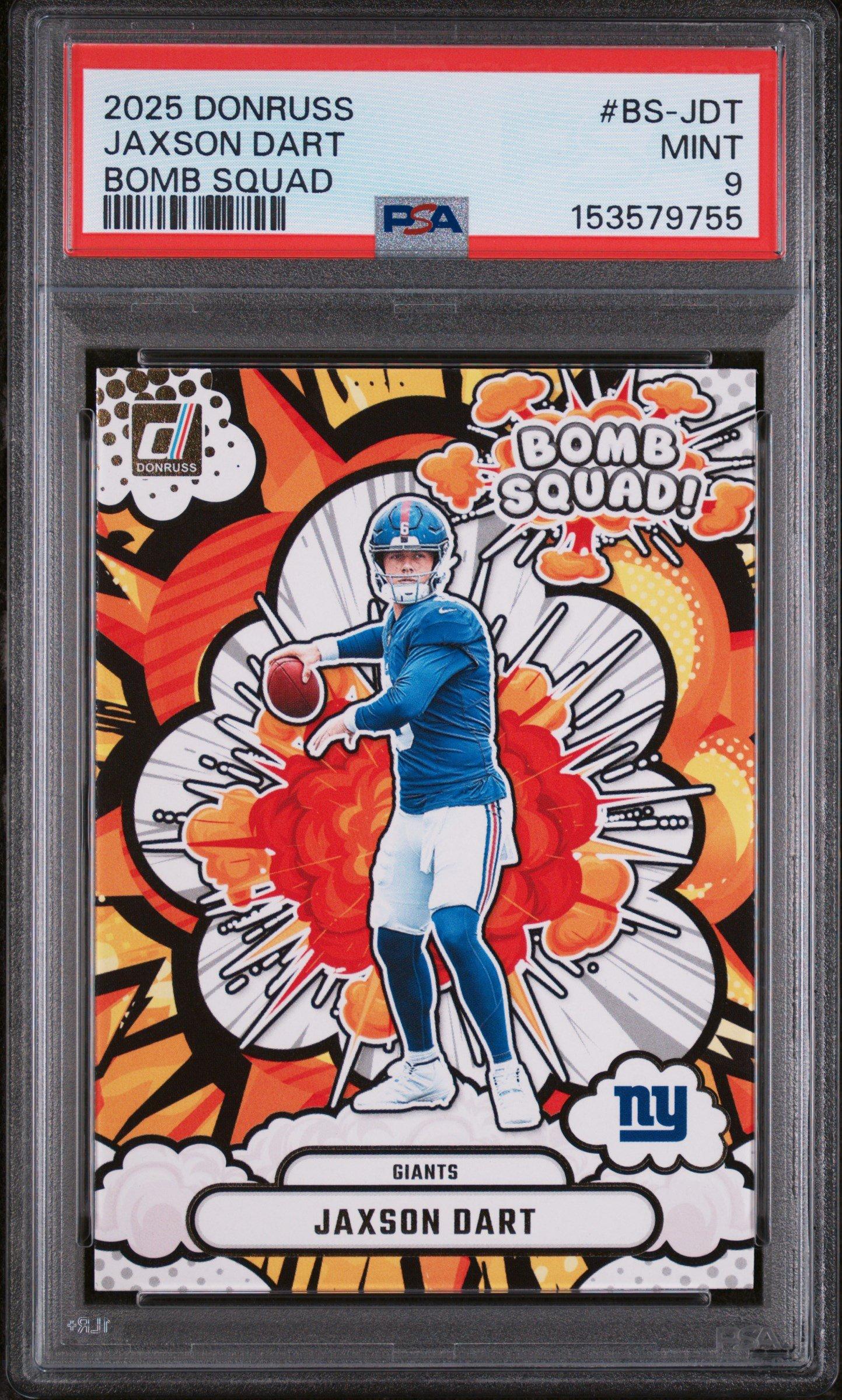 2025 Panini Donruss Bomb Squad Bs-jdt Jaxson Dart PSA 9 Graded