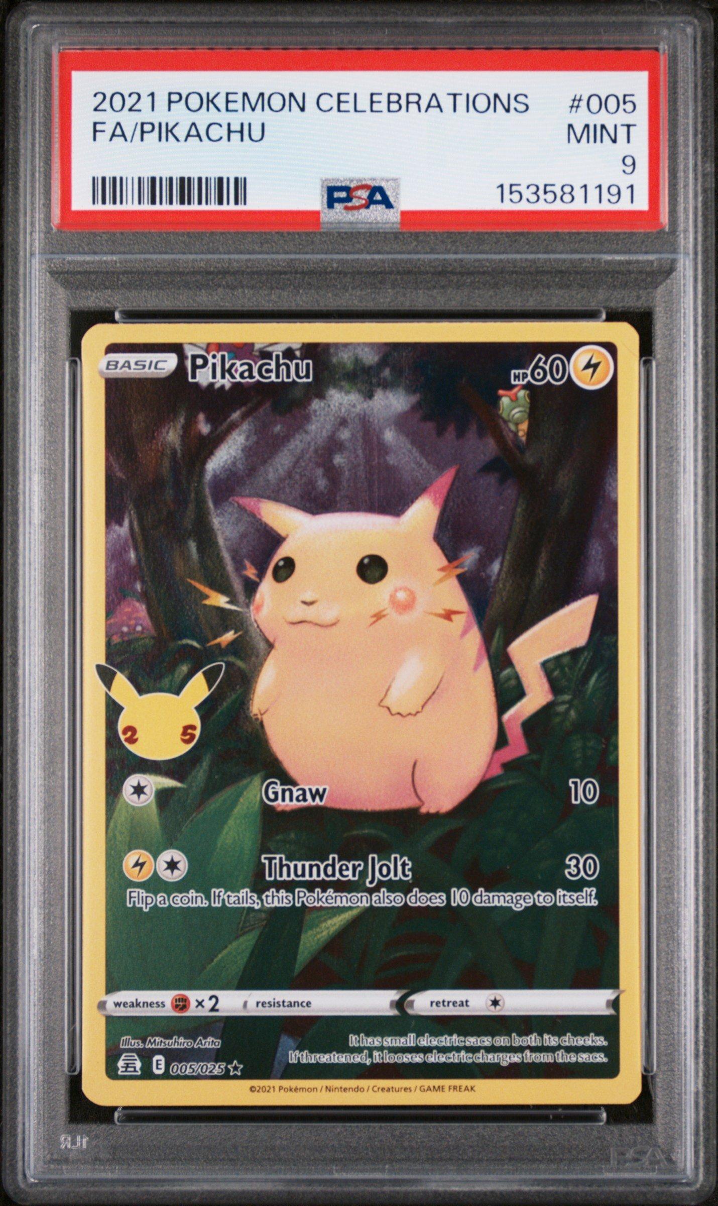 2021 Pokemon Celebrations 005 Full Art/pikachu PSA 9 Graded Card