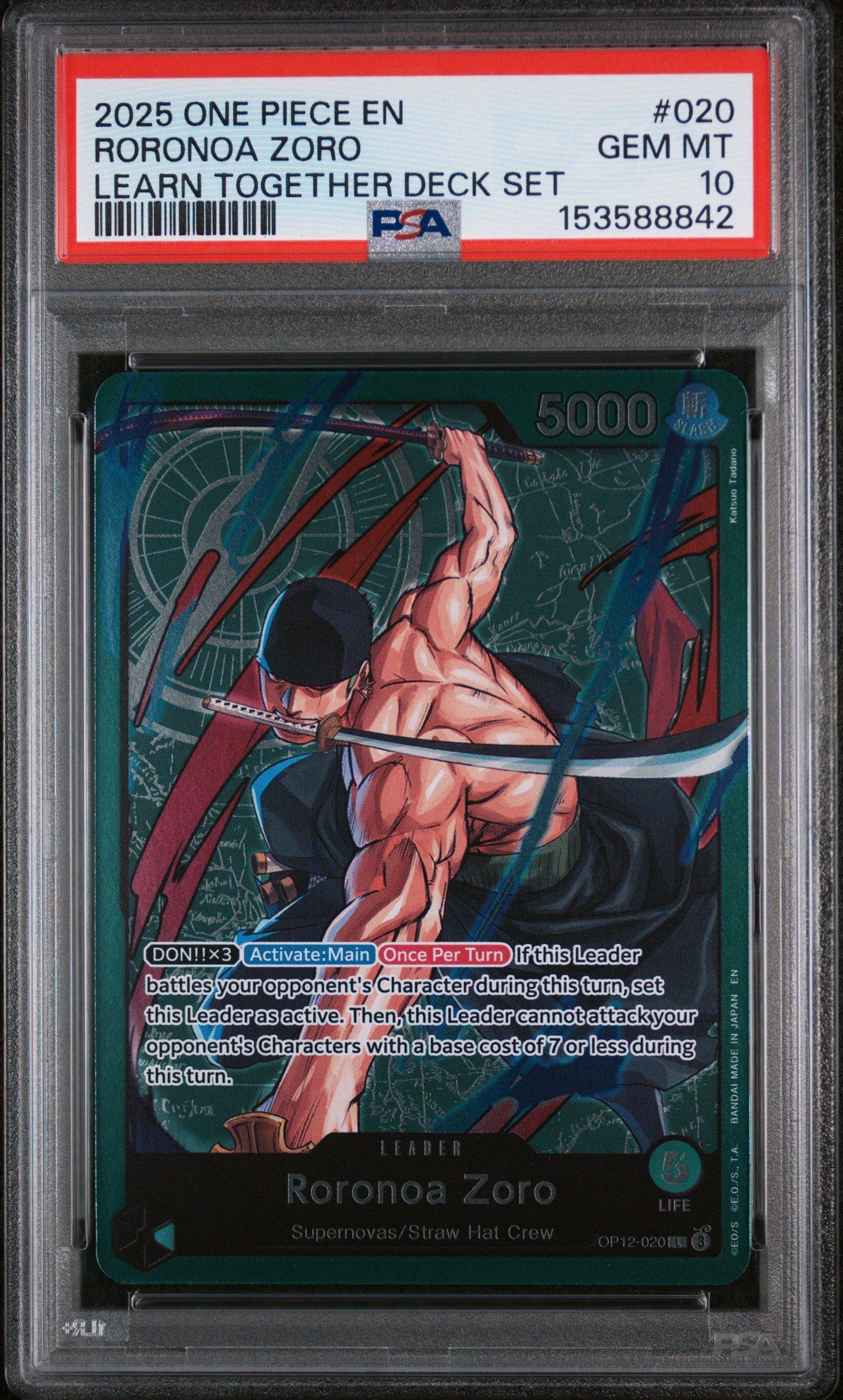 2025 One Piece Learn Together Deck Set 020 Roronoa Zoro PSA 10