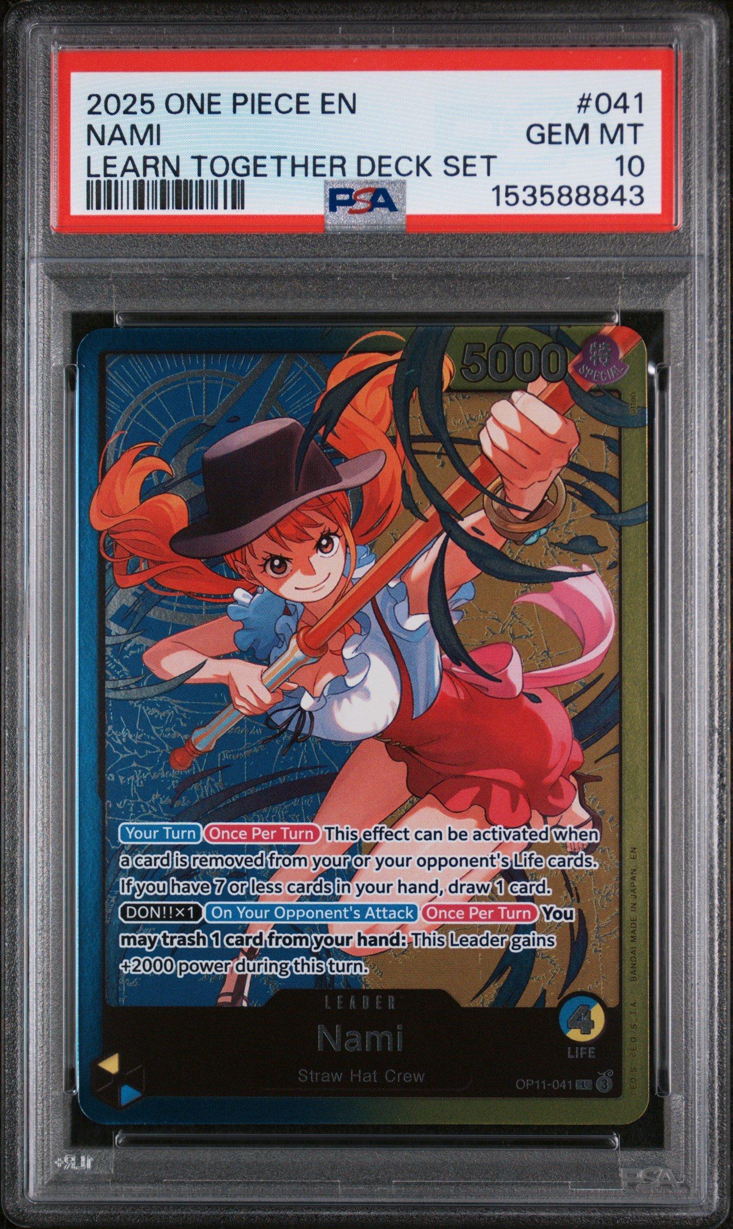 2025 One Piece Learn Together Deck Set 041 Nami PSA 10 Graded Card