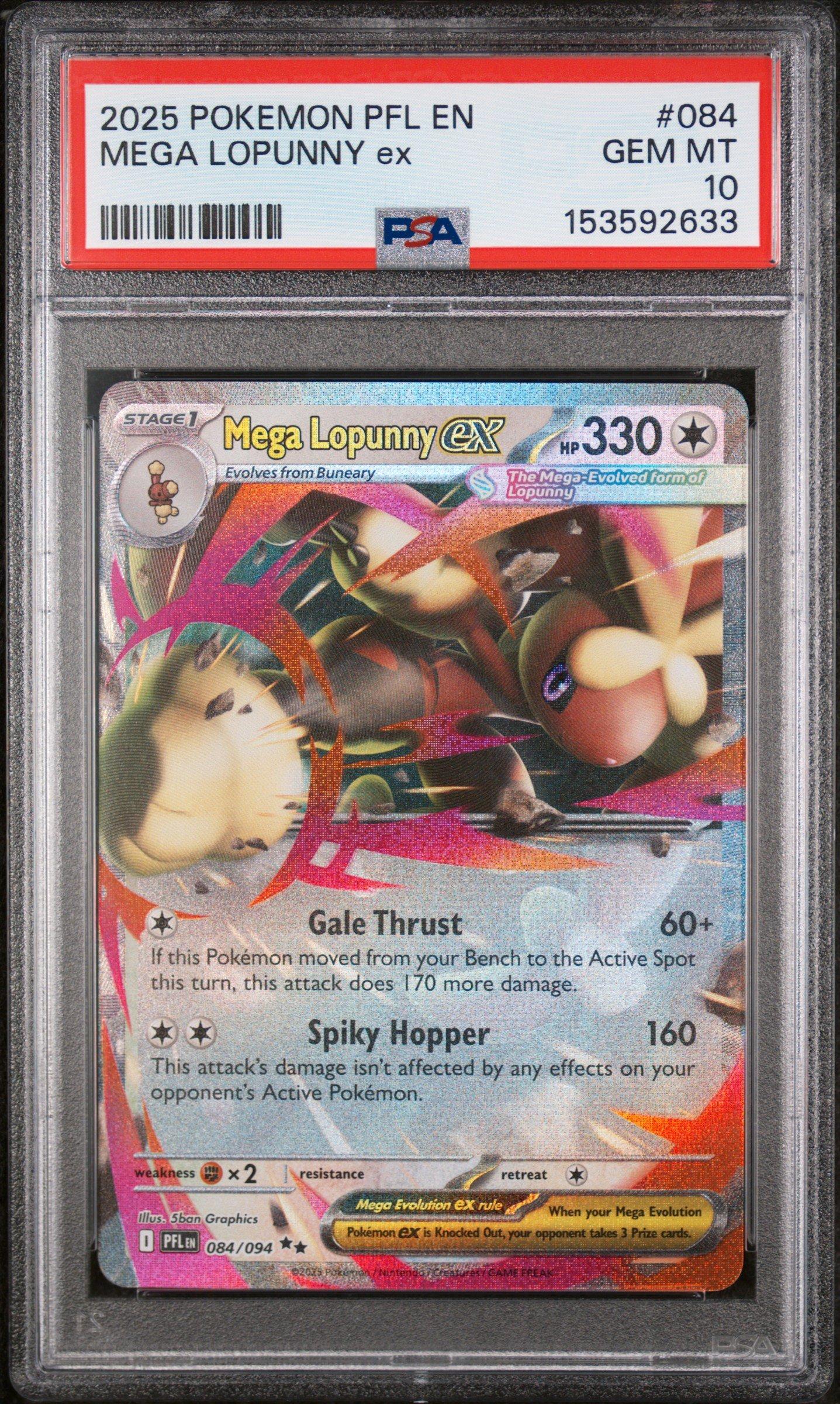 2025 Pokemon Pfl En-phantasmal Flames 084 Mega Lopunny Ex PSA 10