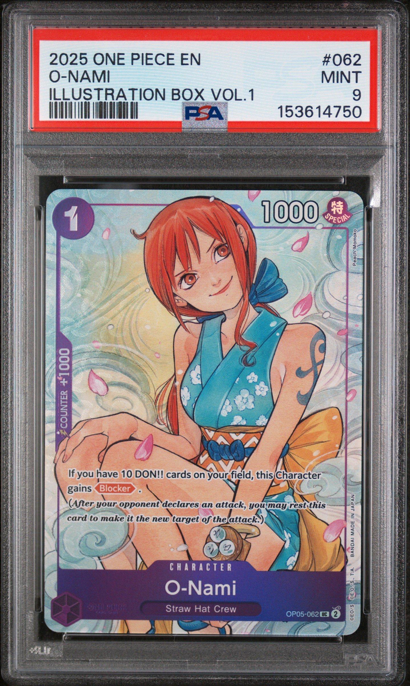 2025 One Piece Promos 062 O-nami Illustration Box Vol.1 PSA 9