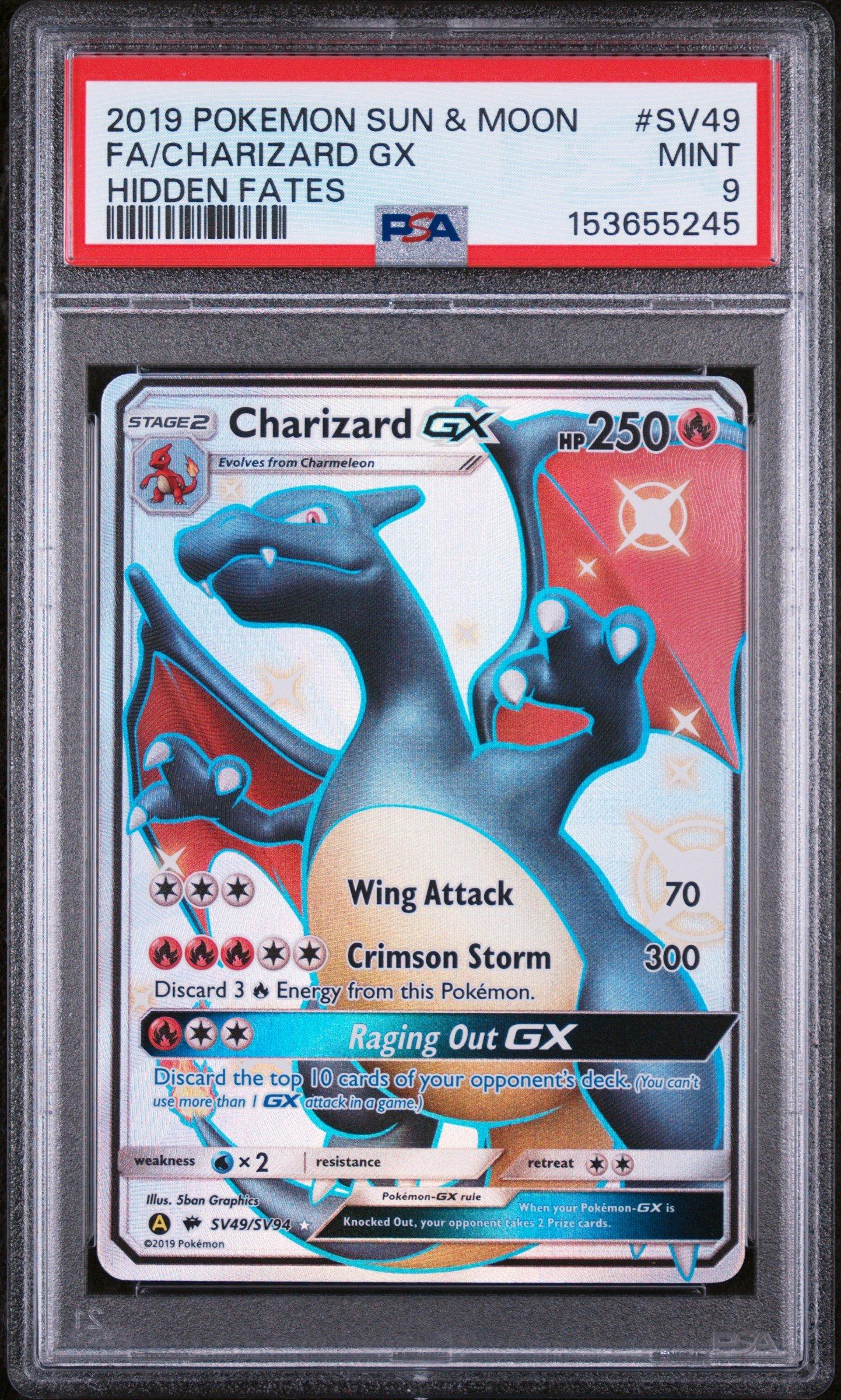 2019 Pokemon Sun & Moon Hidden Fates Sv49 Full Art/charizard Gx