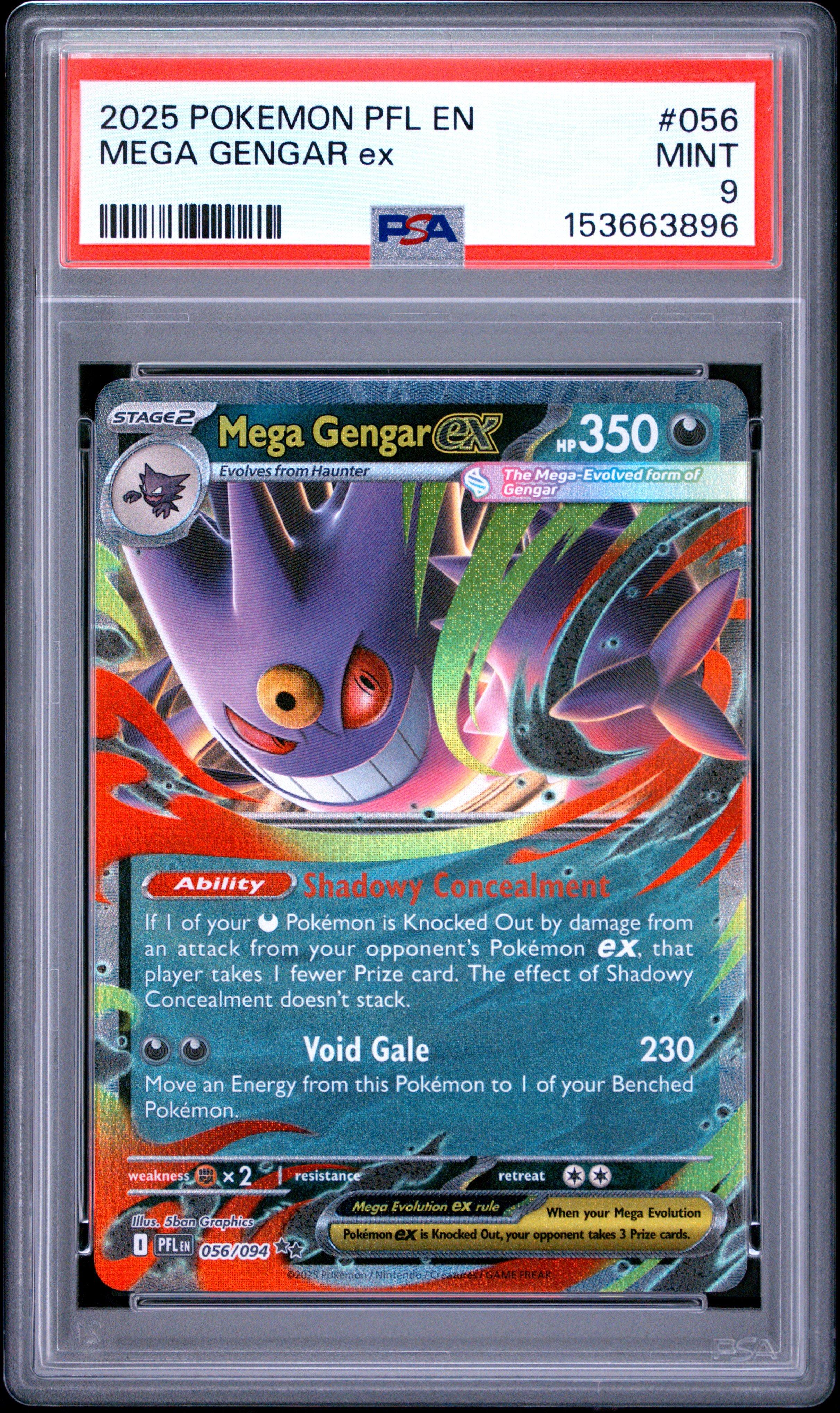 2025 Pokemon Pfl En-phantasmal Flames 056 Mega Gengar Ex PSA 9