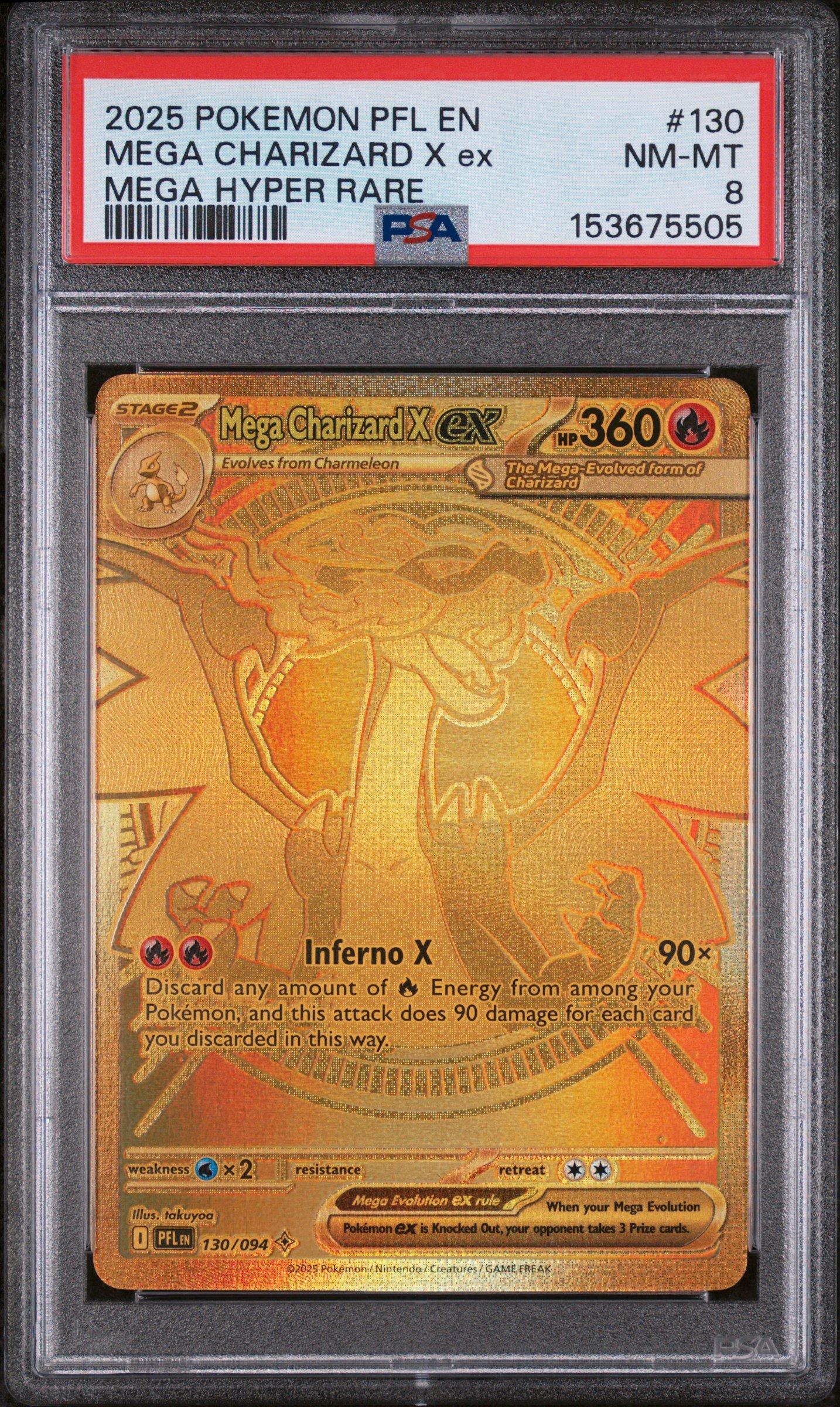 2025 Pokemon Pfl En-phantasmal Flames 130 Mega Charizard X Ex Mega