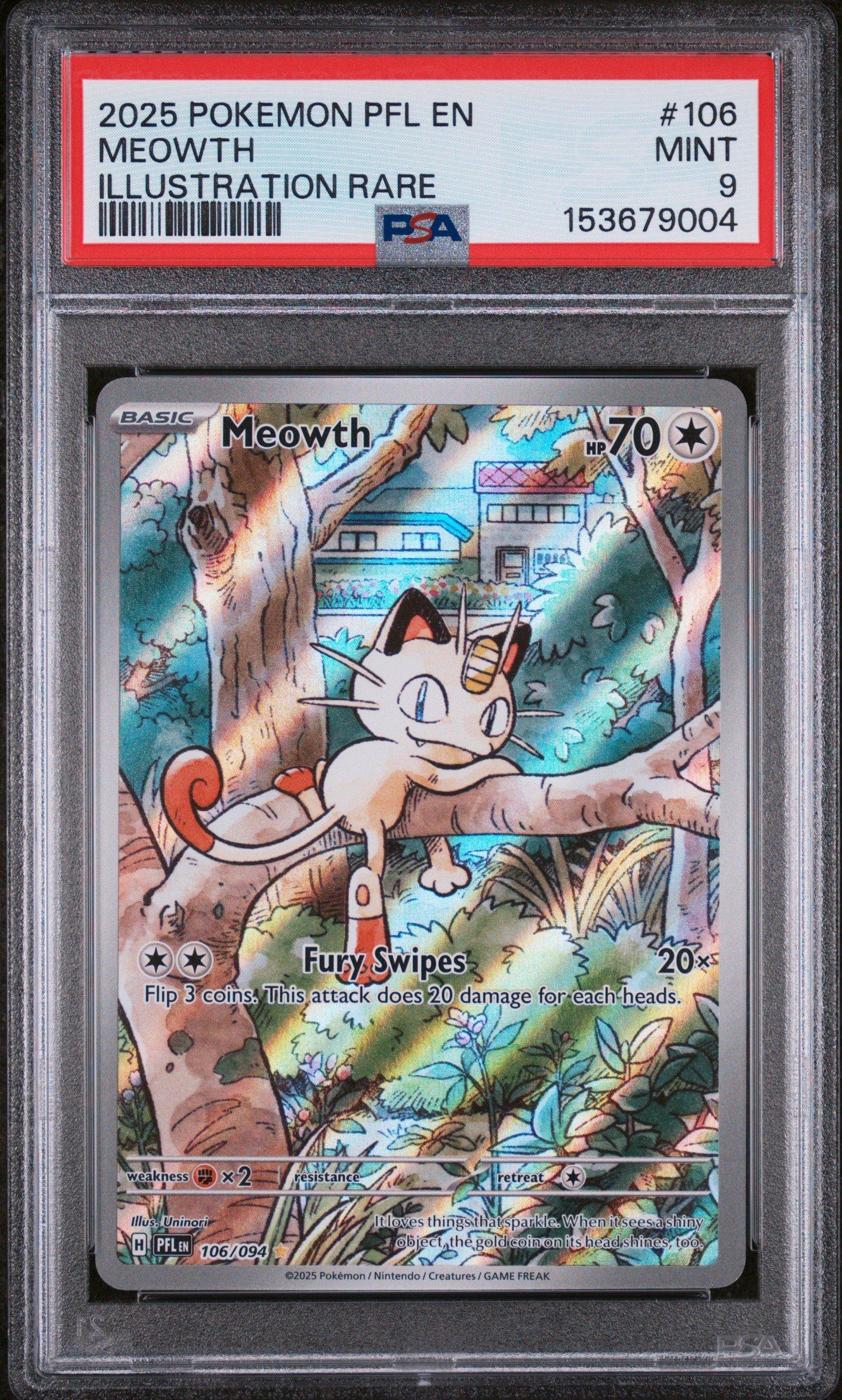 2025 Pokemon Pfl En-phantasmal Flames 106 Meowth Illustration Rare