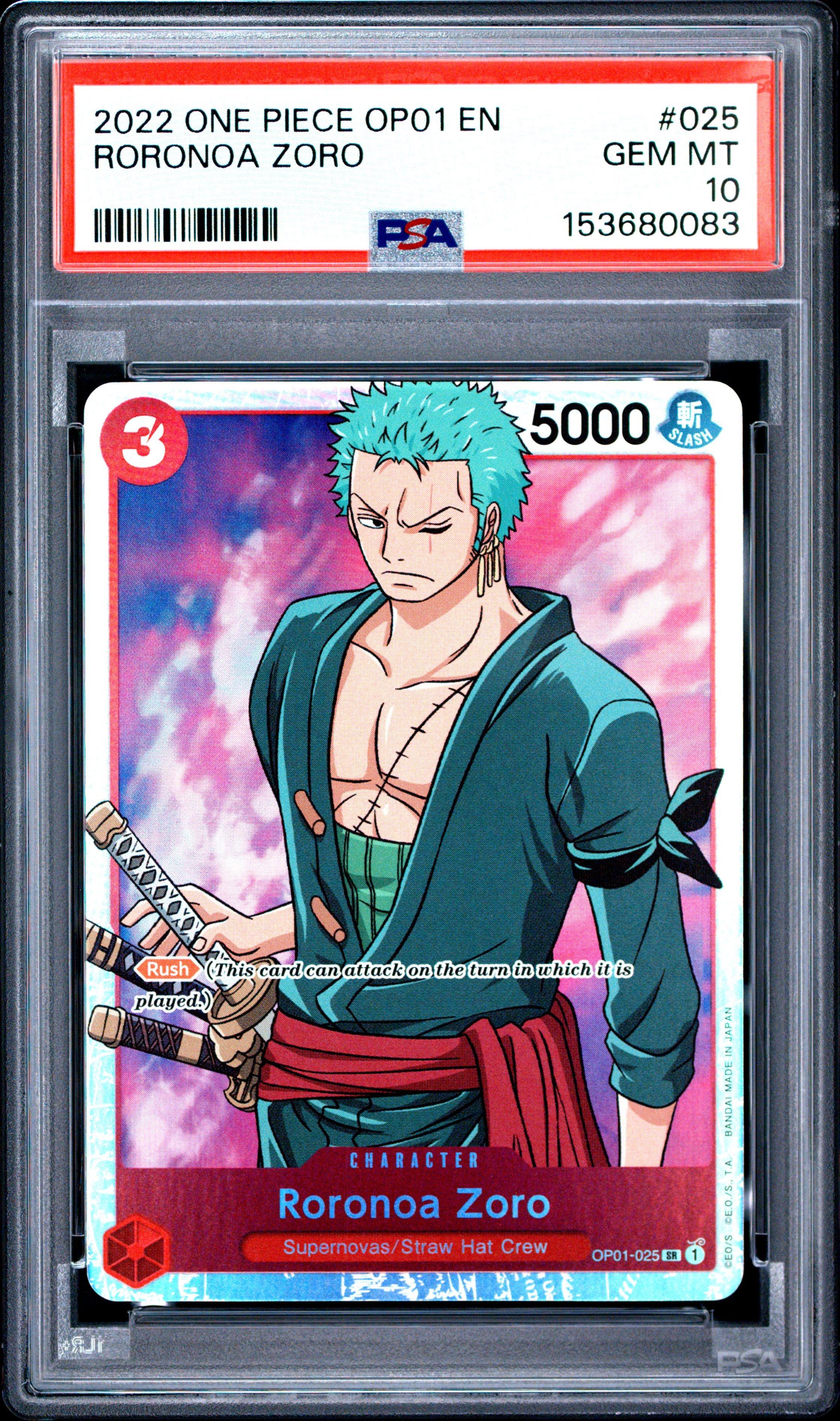 2022 One Piece Op01-romance Dawn 025 Roronoa Zoro PSA 10 Graded