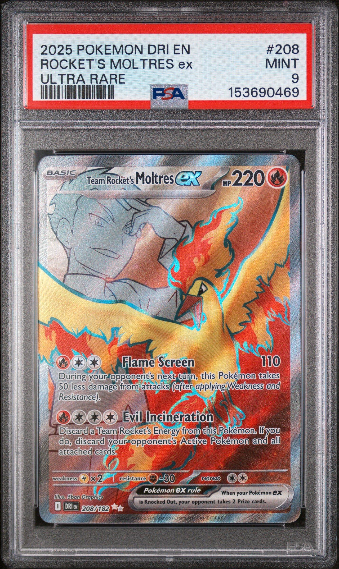 2025 Pokemon Dri En-destined Rivals 208 Team Rocket's Moltres Ex Ultra Rare  PSA 9 Graded Card | GameStop