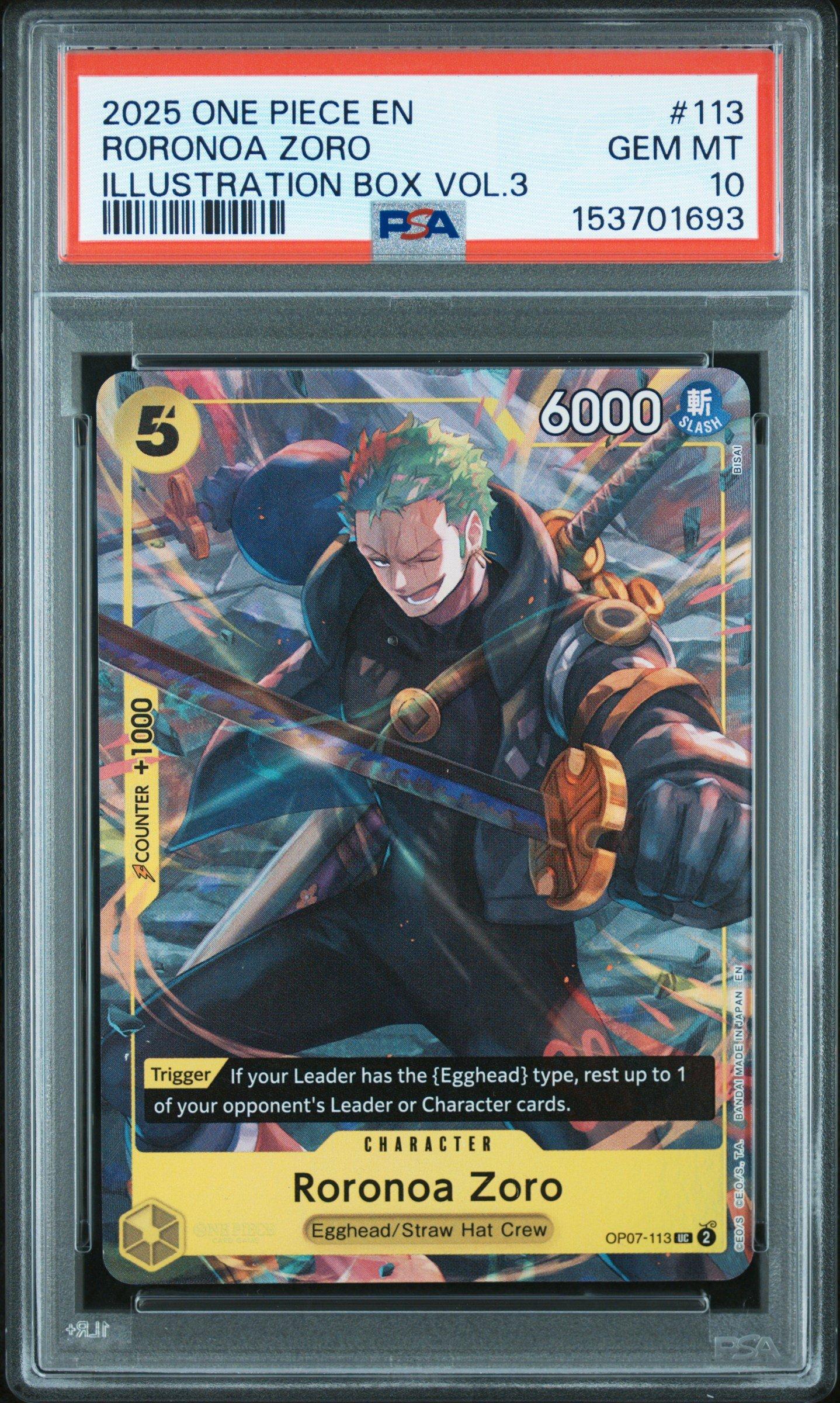 2025 One Piece Promos 113 Roronoa Zoro Illustration Box Vol.3 PSA
