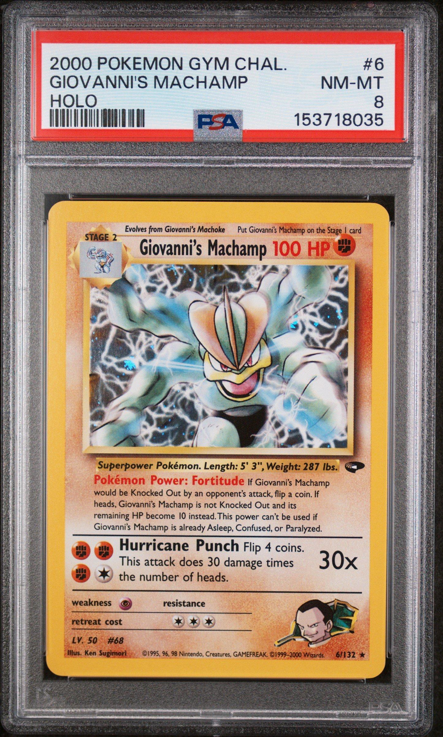 2000 Pokemon Gym Challenge 6 Giovanni's Machamp Holo PSA 8 Graded