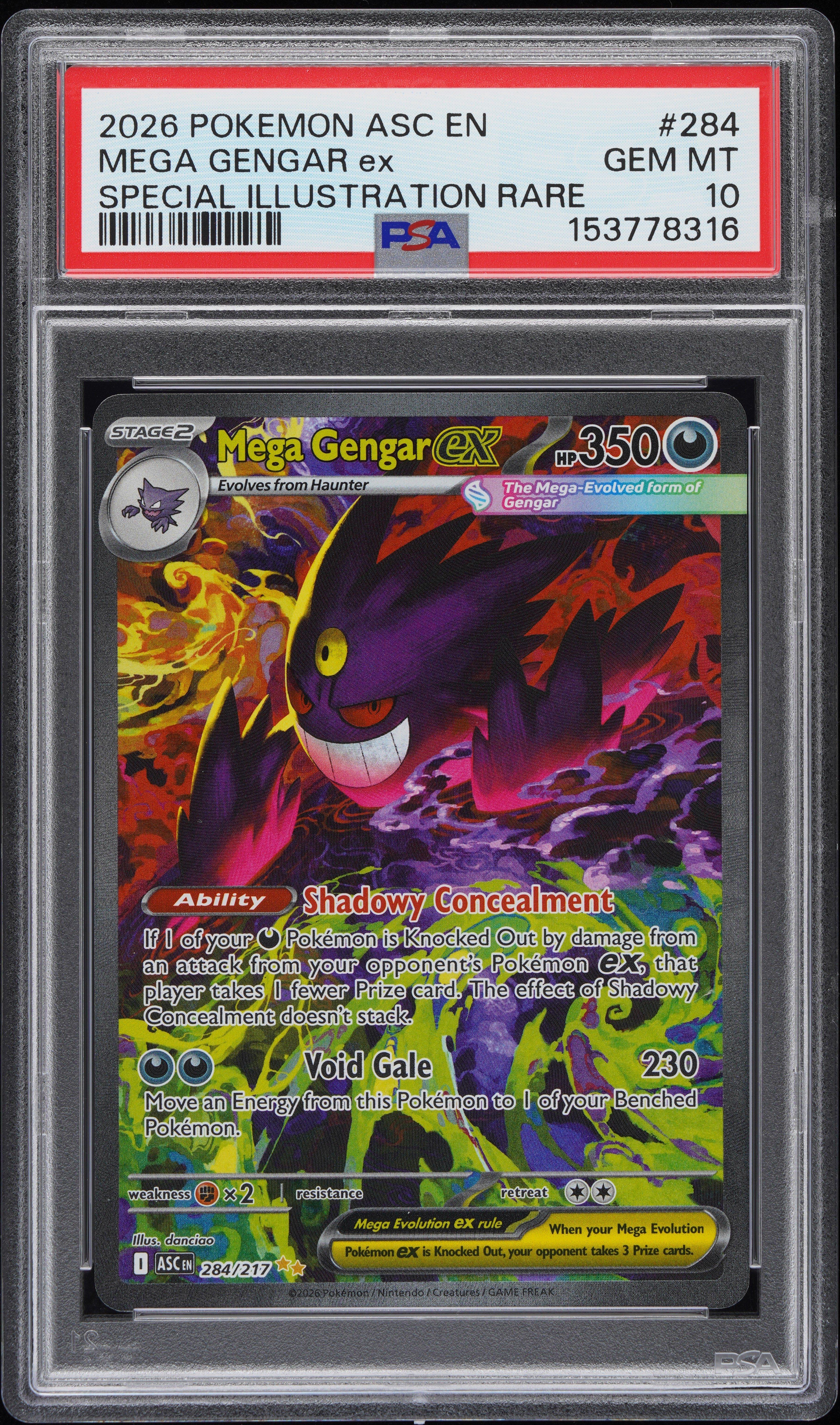 2026 Pokemon Asc En-ascended Heroes 284 Mega Gengar Ex Special