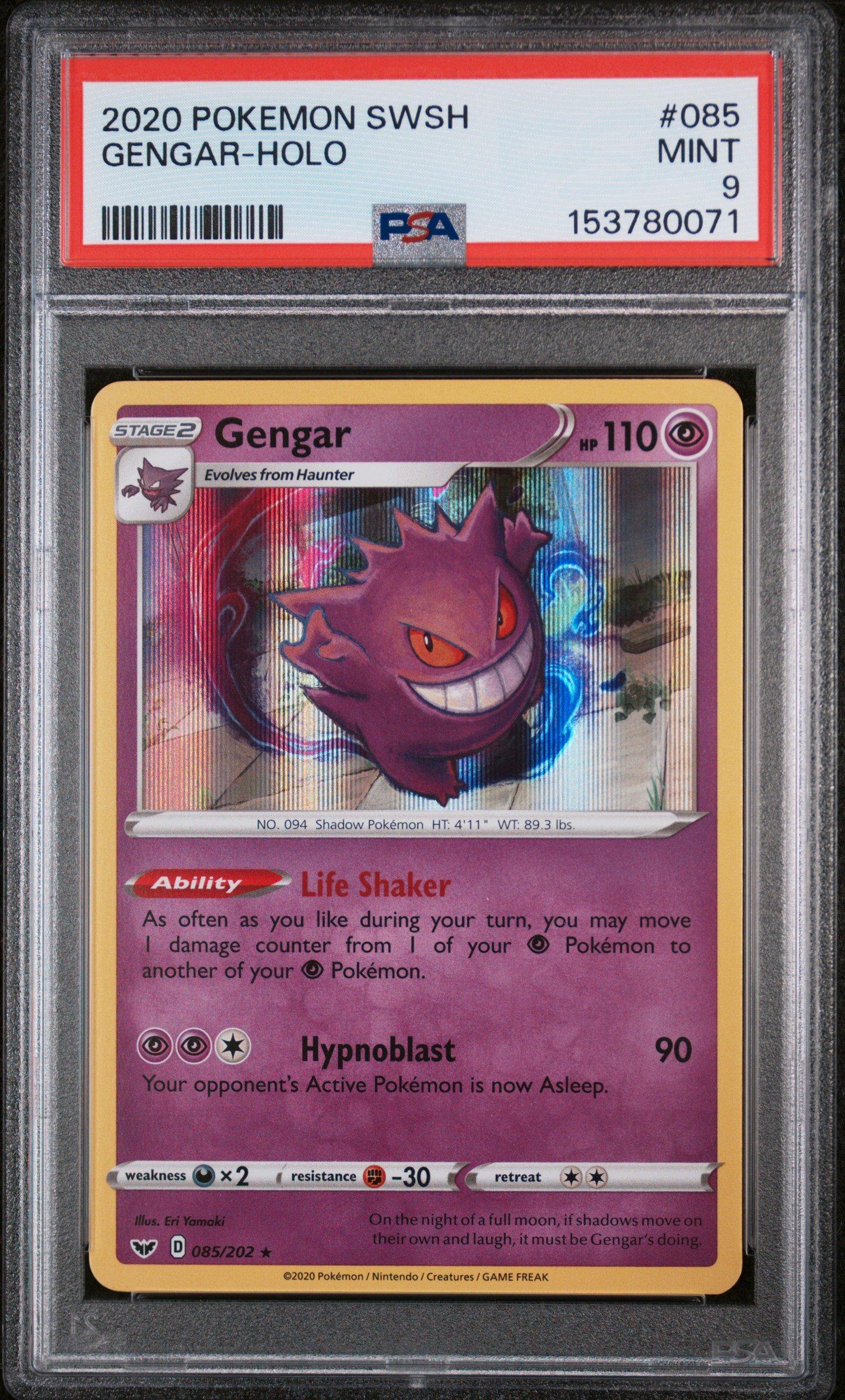 2020 Pokemon Sword & Shield 085 Gengar-holo PSA 9 Graded Card