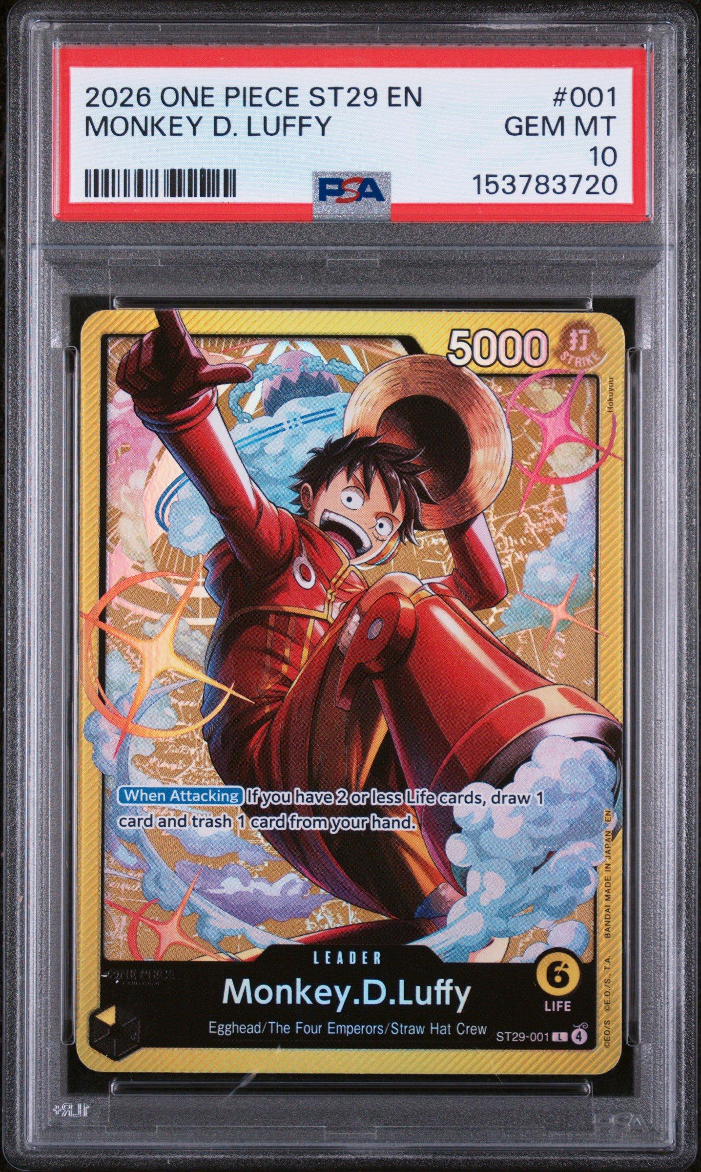 ワンピース カードゲーム PSA10 ONE PIECE ST29-001 MONKEY D. LUFFY 2026 One Piece Starter Deck St29-egghead 001 Monkey D. Luffy PSA