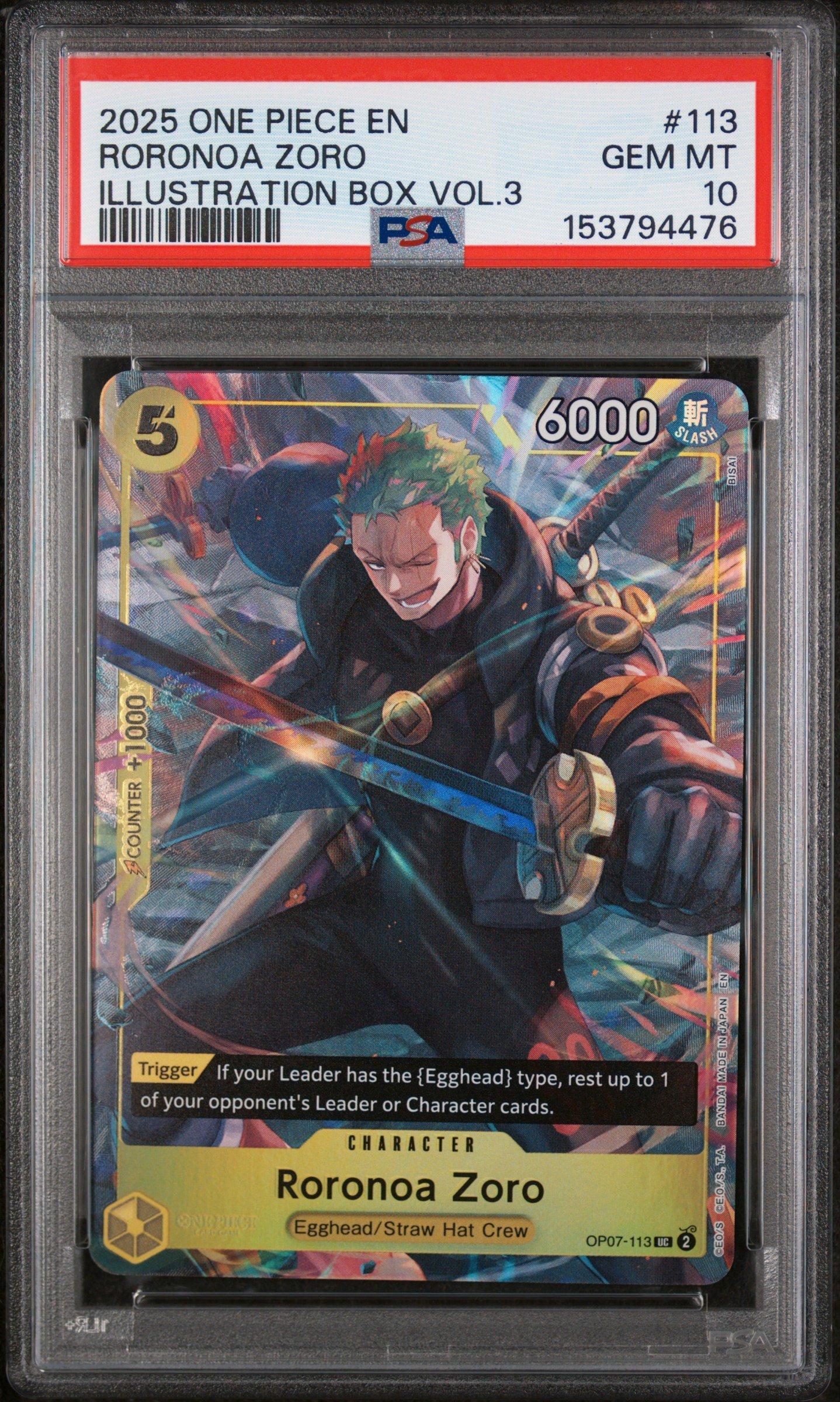 2025 One Piece Promos 113 Roronoa Zoro Illustration Box Vol.3 PSA
