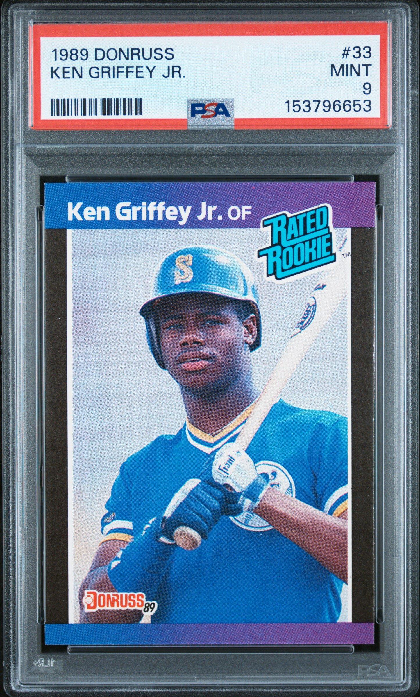graded ken griffey jr rookie card 1989 Upper Deck Autograph #1 PSA/DNA 10 (Green) signed Seattle Mariners 1989 Fleer #548 Rookie card Ken Griffey Jr. Autographed 1989