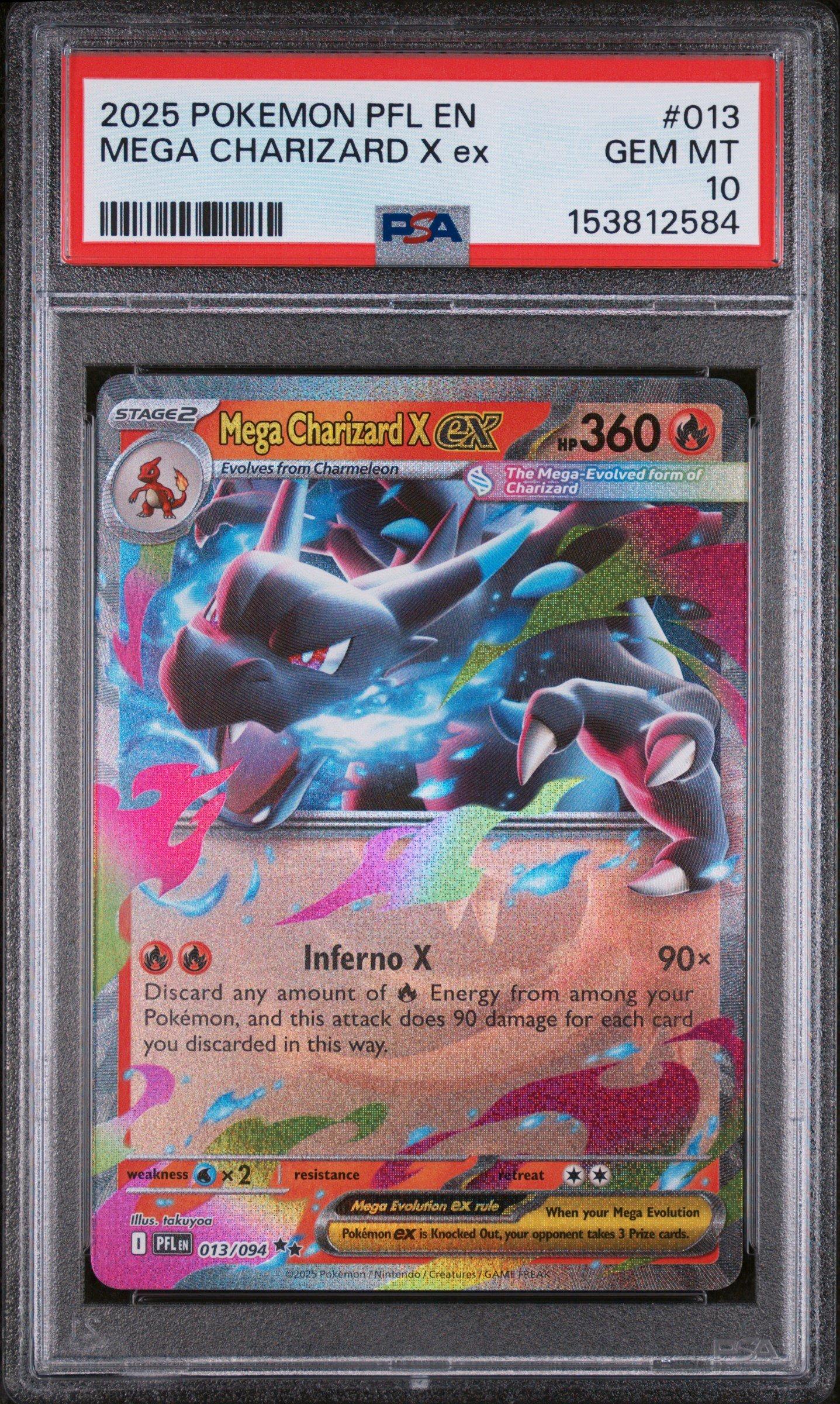 2025 Pokemon Pfl En-phantasmal Flames 013 Mega Charizard X Ex PSA
