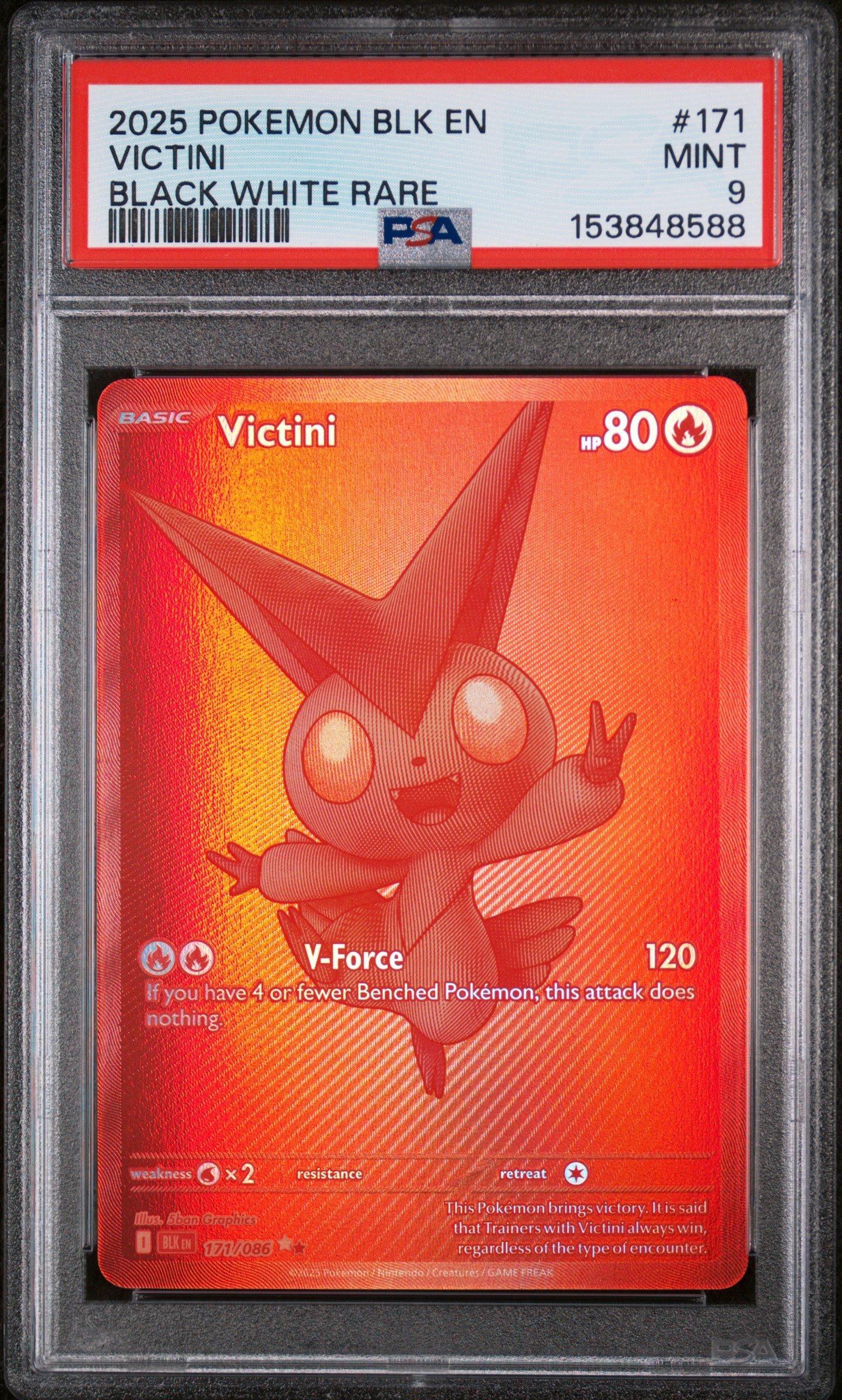 2025 Pokemon Blk En-black Bolt 171 Victini Black White Rare PSA 9