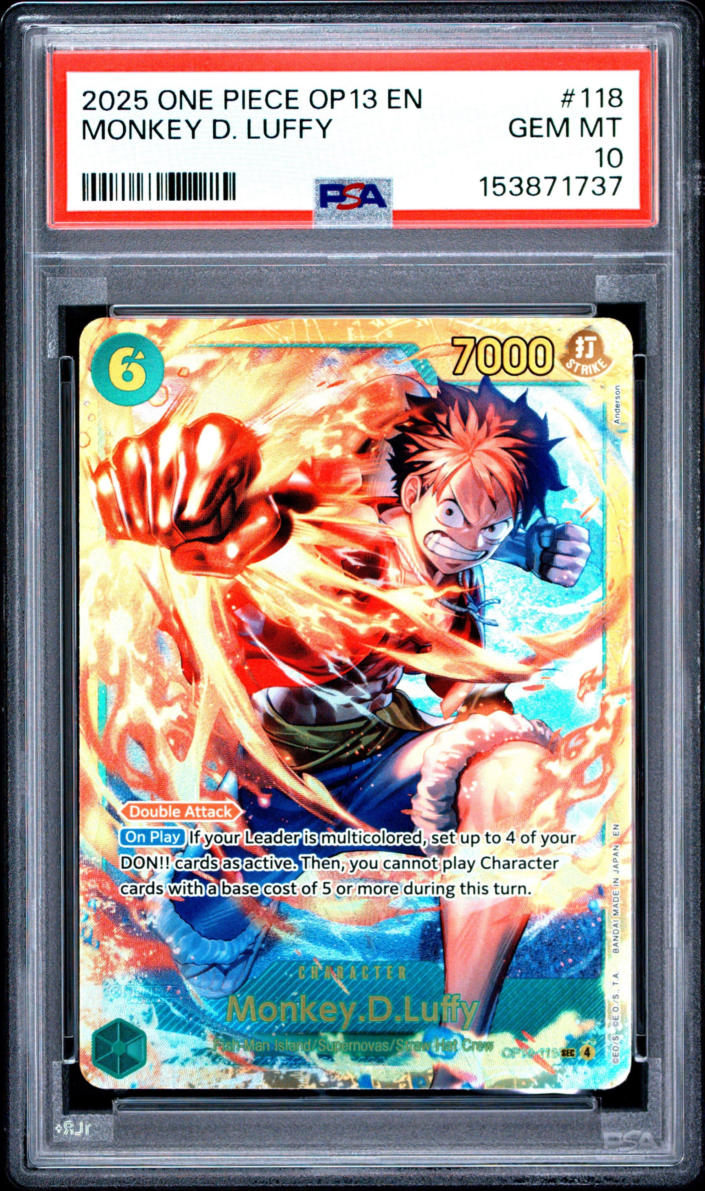 2025 One Piece Op13-carrying On His Will 118 Monkey D. Luffy PSA