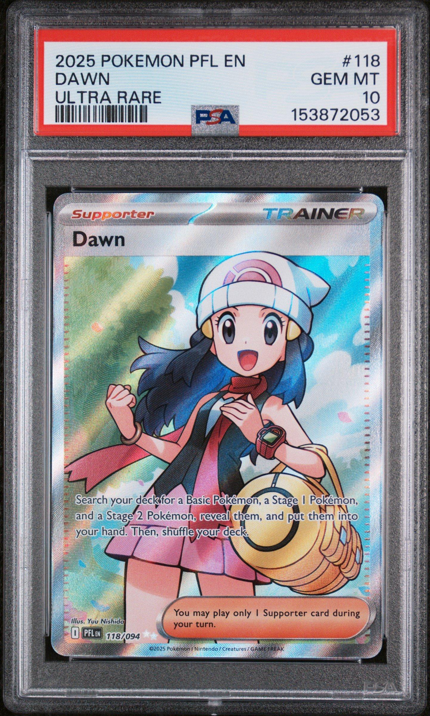 2025 Pokemon Pfl En-phantasmal Flames 118 Dawn Ultra Rare PSA 10
