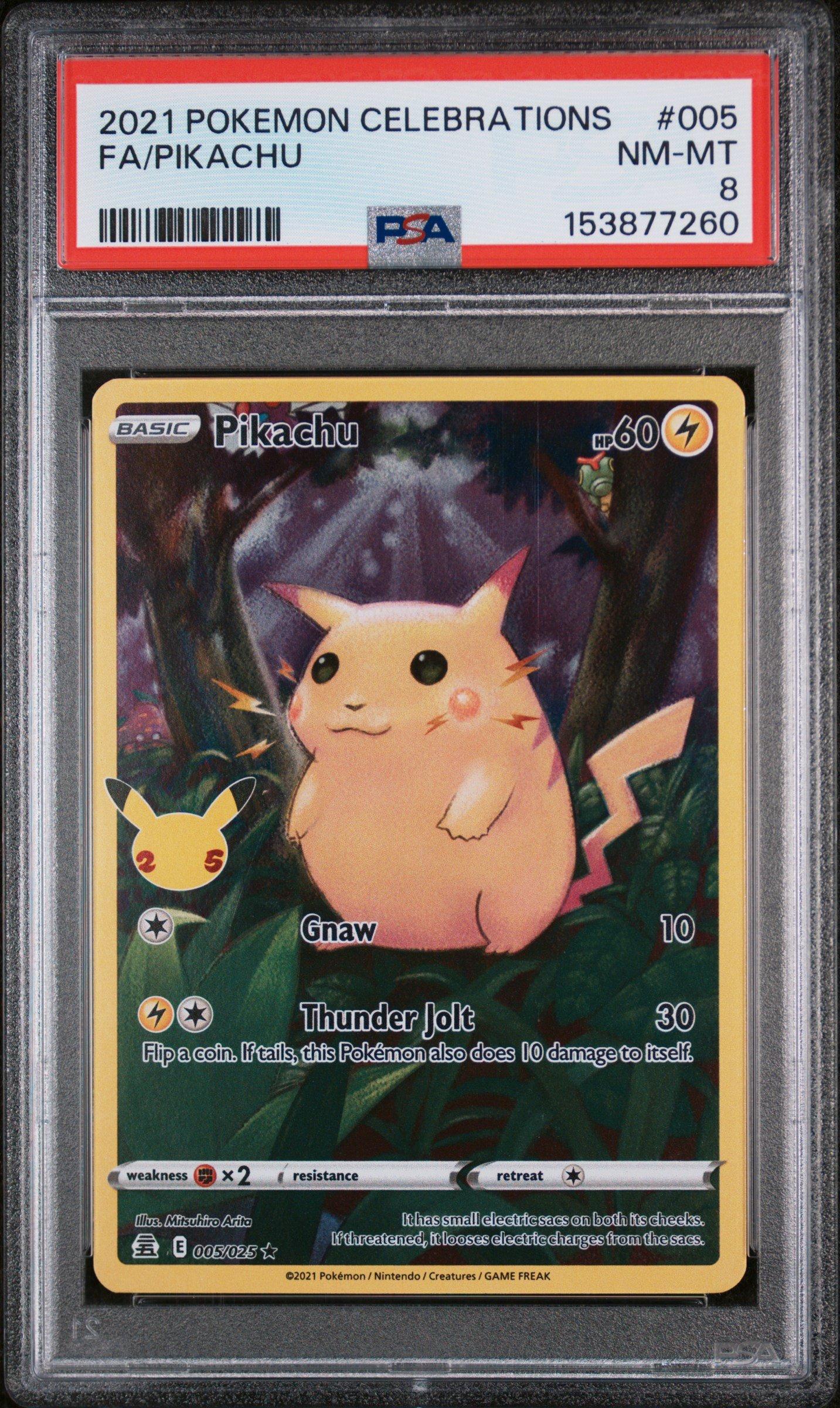 2021 Pokemon Celebrations 005 Full Art/pikachu PSA 8 Graded Card
