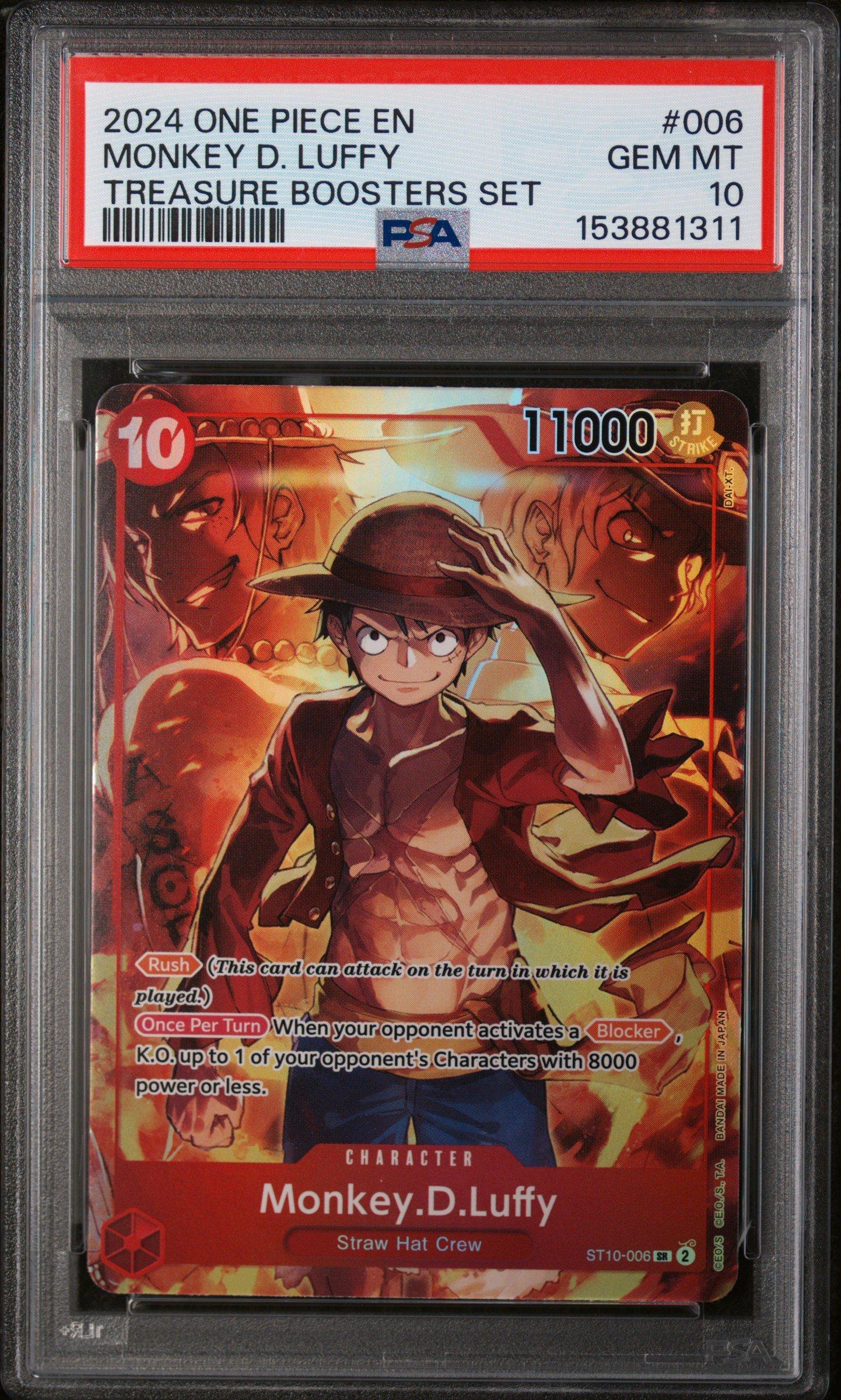 2024 One Piece Promos 006 Monkey D. Luffy Treasure Boosters Set PSA 10  Graded Card | GameStop