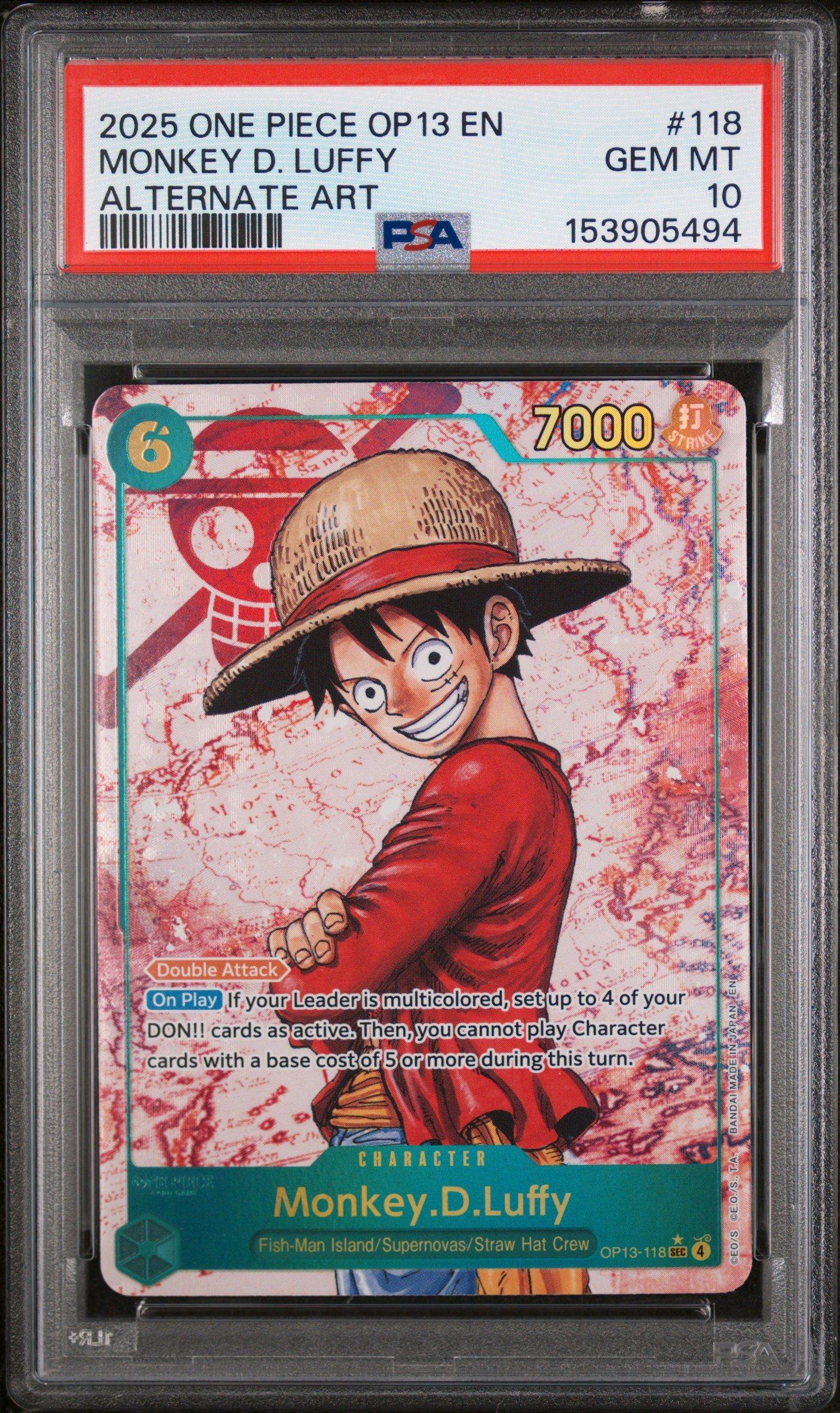 2025 ONE PIECE PSA10 モンキー・D・ルフィ OP13-118 2025 One Piece Op13-carrying On His Will 118 Monkey D. Luffy