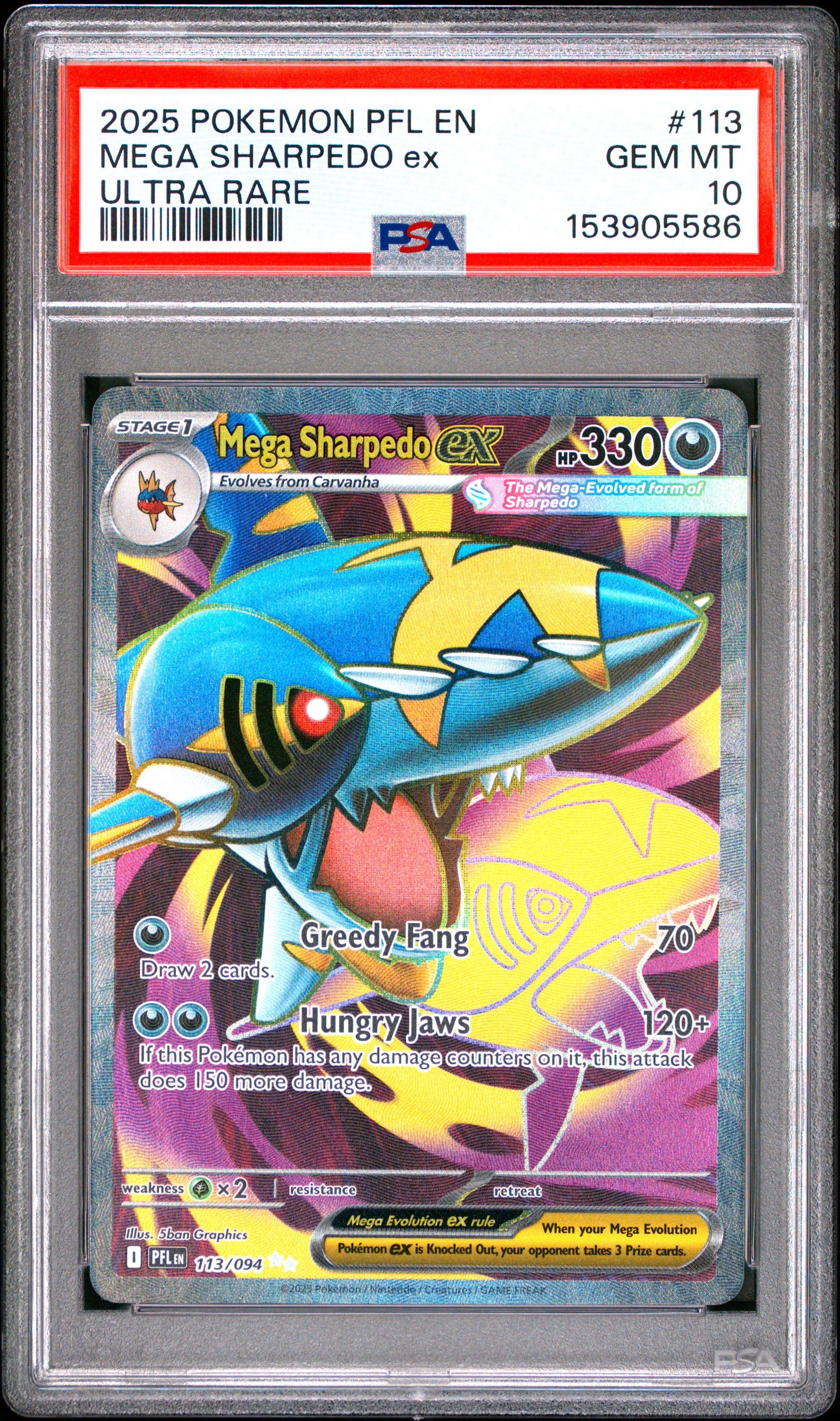 2025 Pokemon Pfl En-phantasmal Flames 113 Mega Sharpedo Ex Ultra