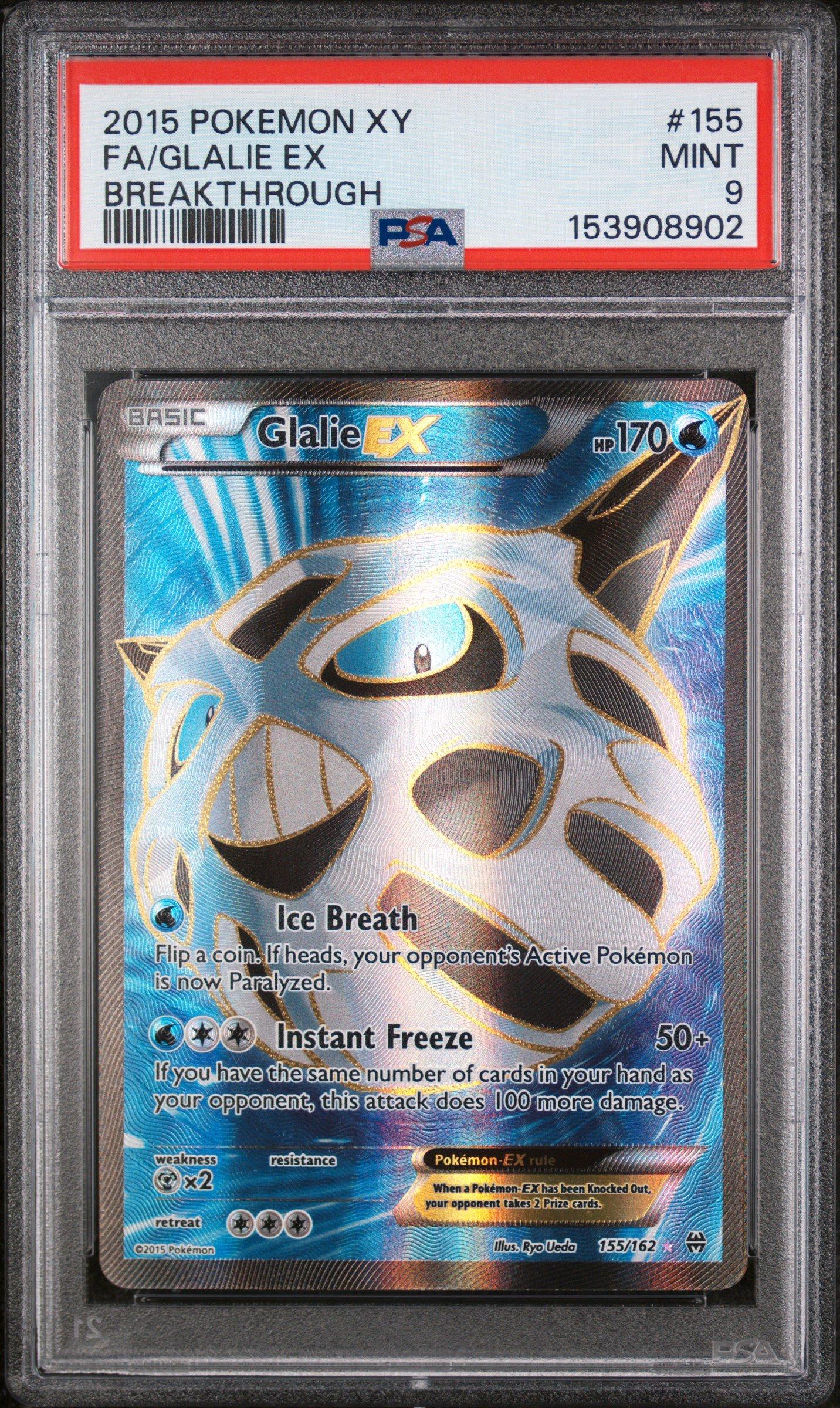 glalie pokemon card TCG EX (Full Art) 155/162 Breakthrough Holo HP Pokmon Hit Points100 HP Form Pokmon TCG - Glalie EX