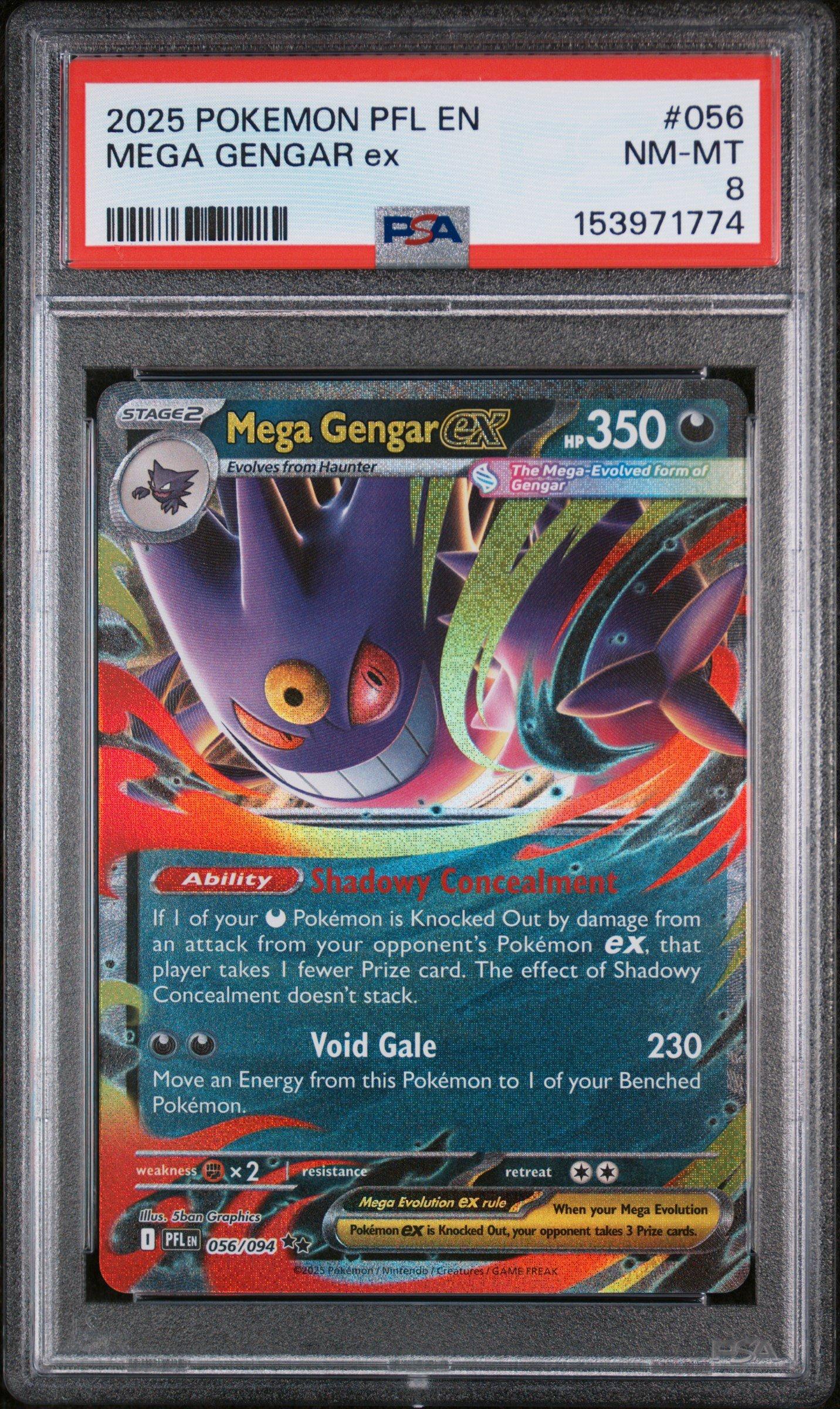2025 Pokemon Pfl En-phantasmal Flames 056 Mega Gengar Ex PSA 8