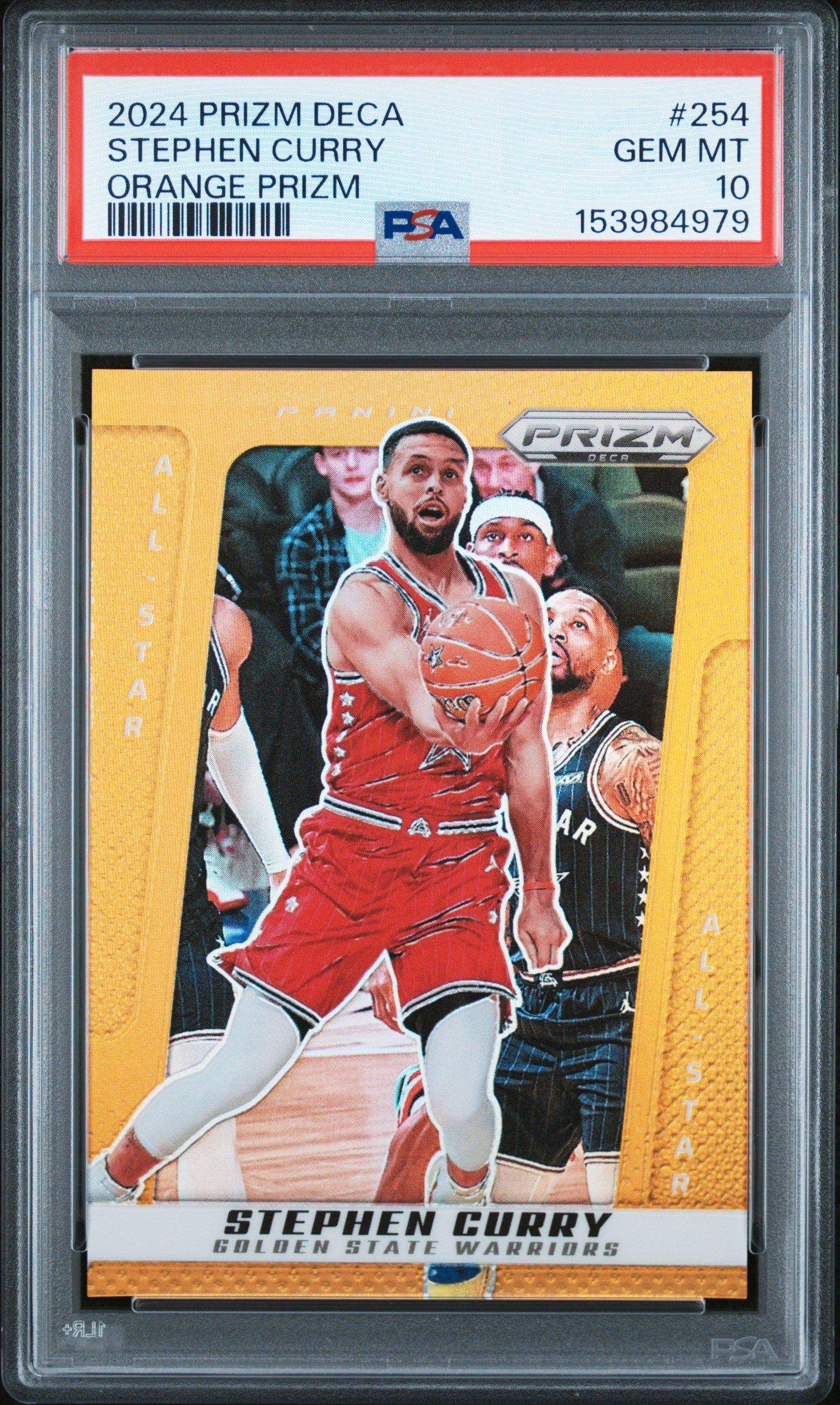 2024 Panini Prizm Deca 254 Stephen Curry Orange Prizm PSA 10