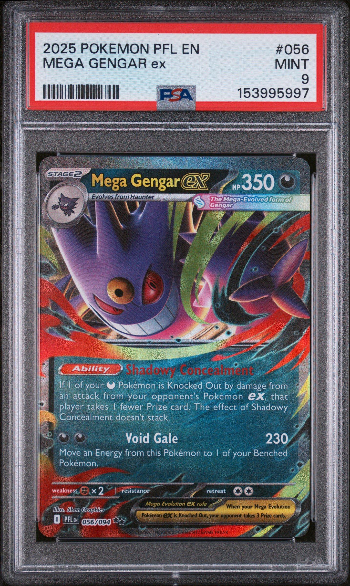 2025 Pokemon Pfl En-phantasmal Flames 056 Mega Gengar Ex PSA 9
