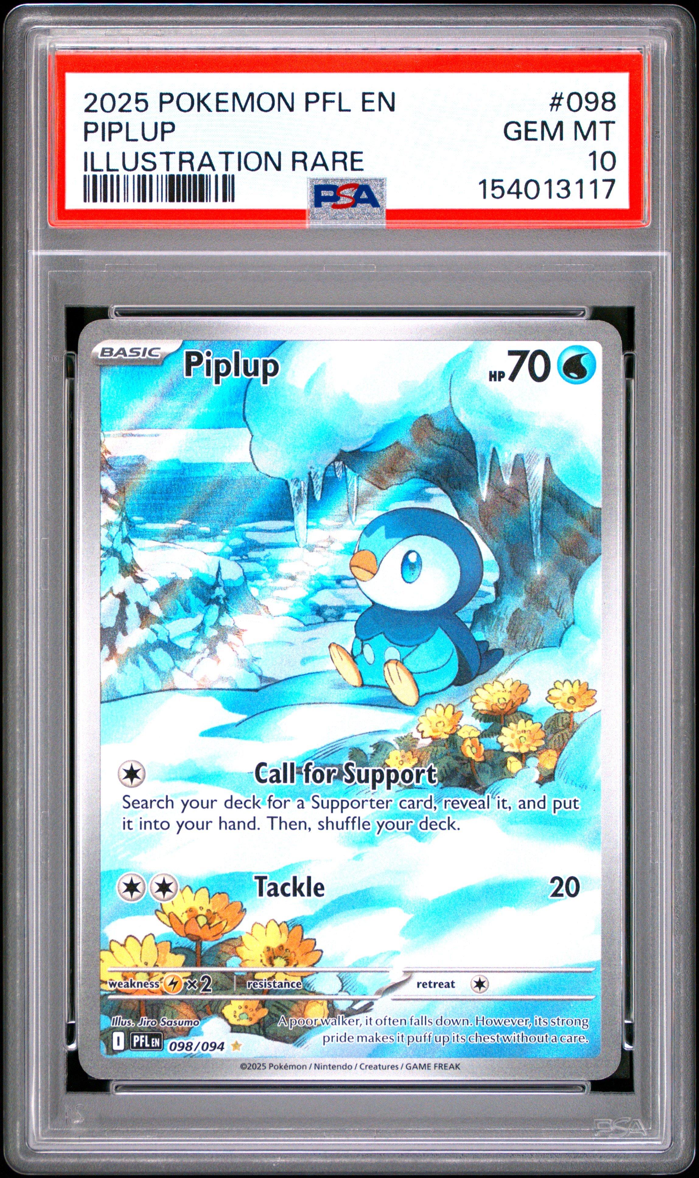 2025 Pokemon Pfl En-phantasmal Flames 098 Piplup Illustration Rare