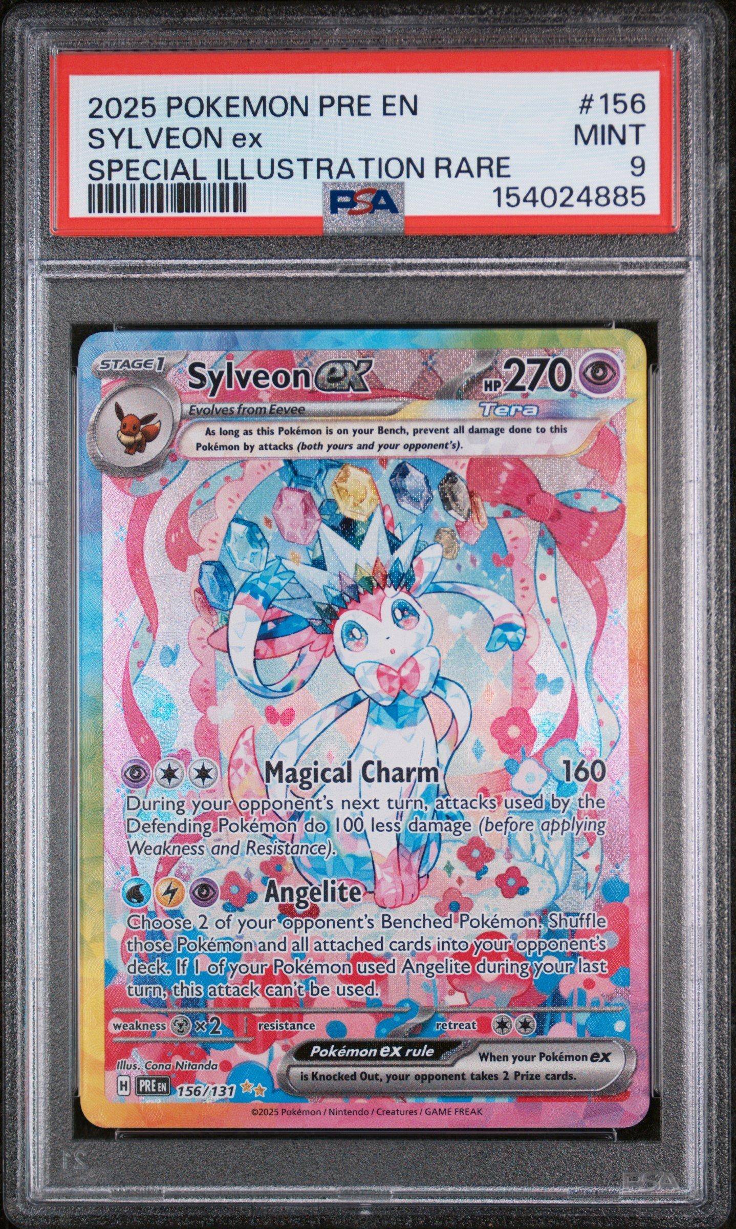 2025 Pokemon Pre En-prismatic Evolutions 156 Sylveon Ex Special  Illustration Rare PSA 9