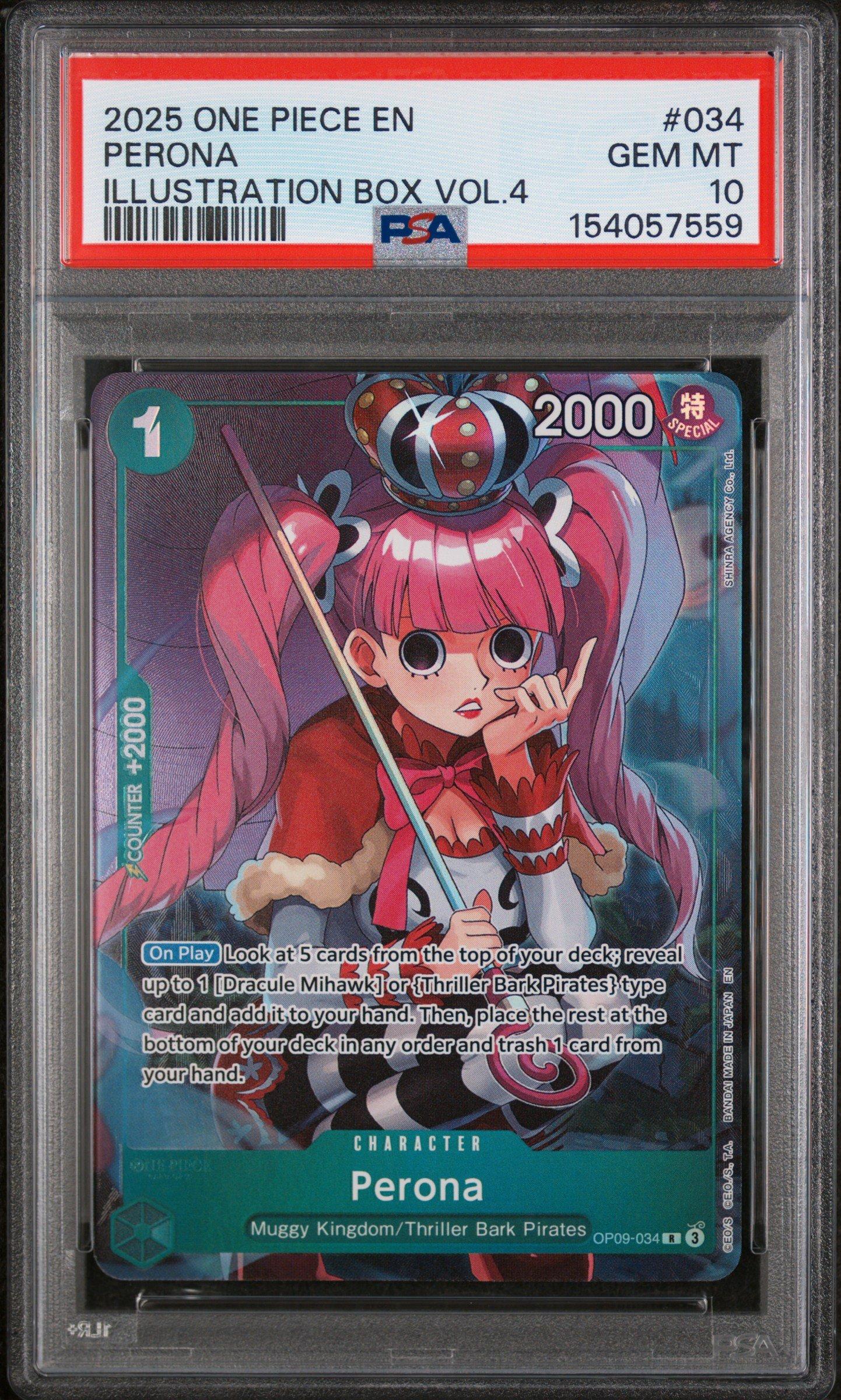 2025 One Piece Promos 034 Perona Illustration Box Vol.4 PSA 10