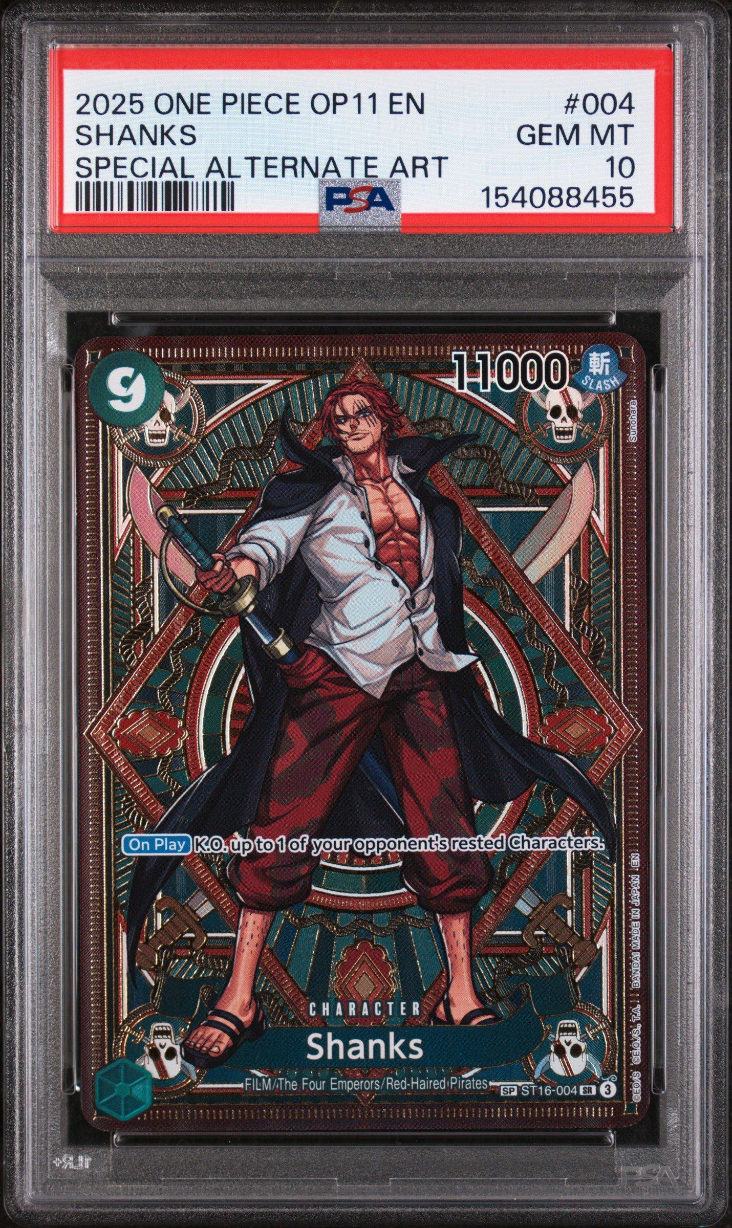 2025 ONE PIECE OP11 JP シャンクス #004 2025 One Piece Op11-a Fist Of Divine Speed 004 Shanks Special