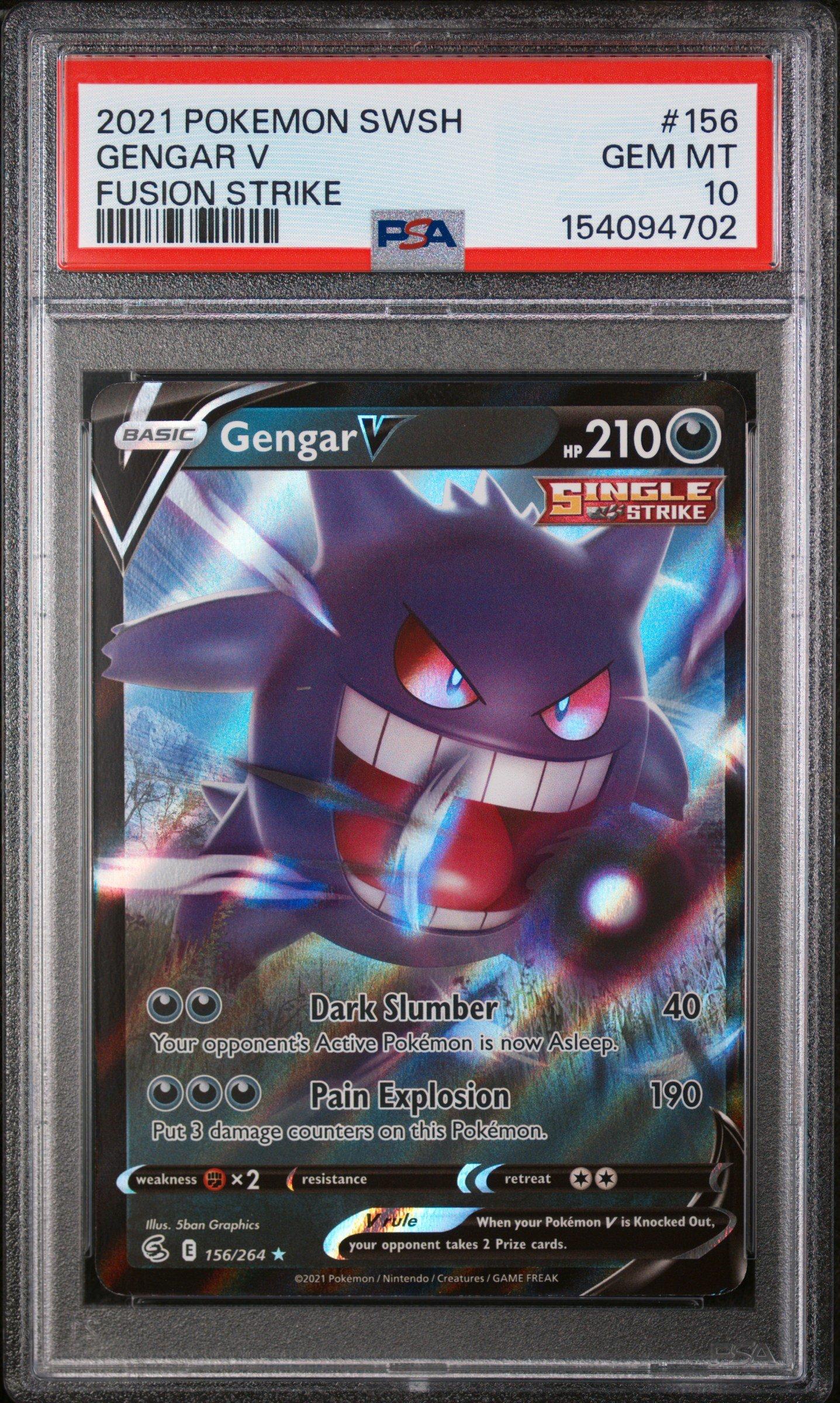 2021 Pokemon Sword & Shield Fusion Strike 156 Gengar V PSA 10