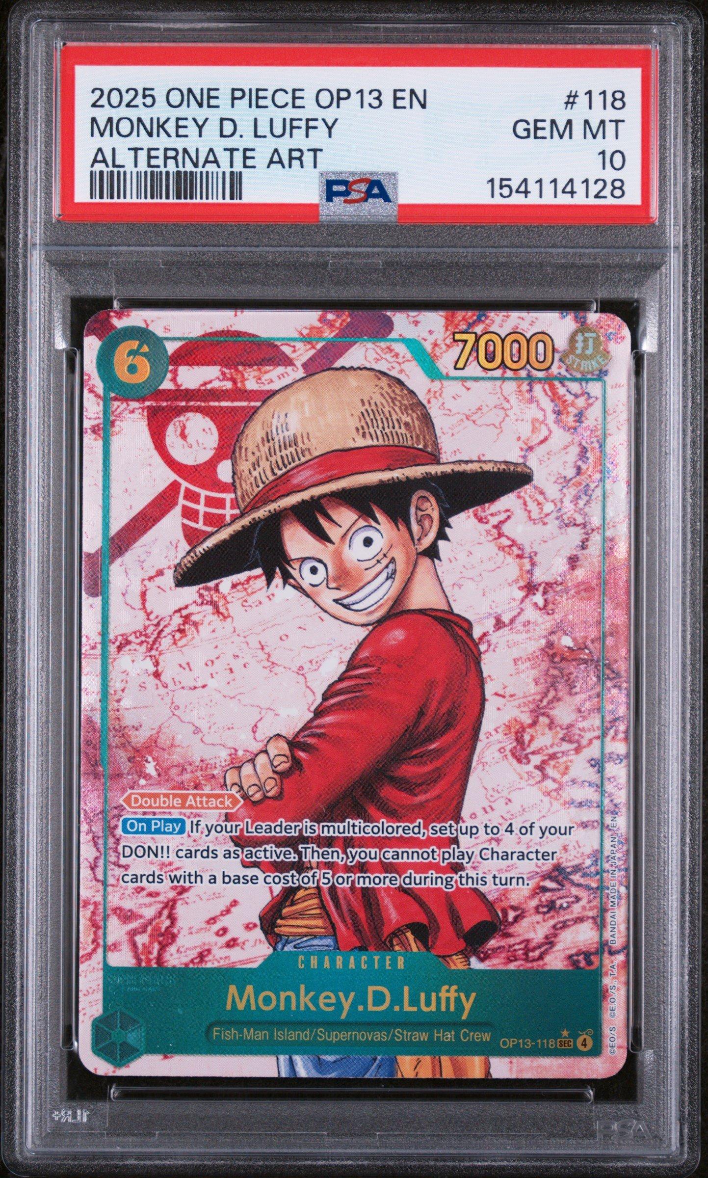 PSA10 2025 ONE PIECE OP13 JP #119 ルフィカード 2025 One Piece Op13-carrying On His Will 118 Monkey D. Luffy