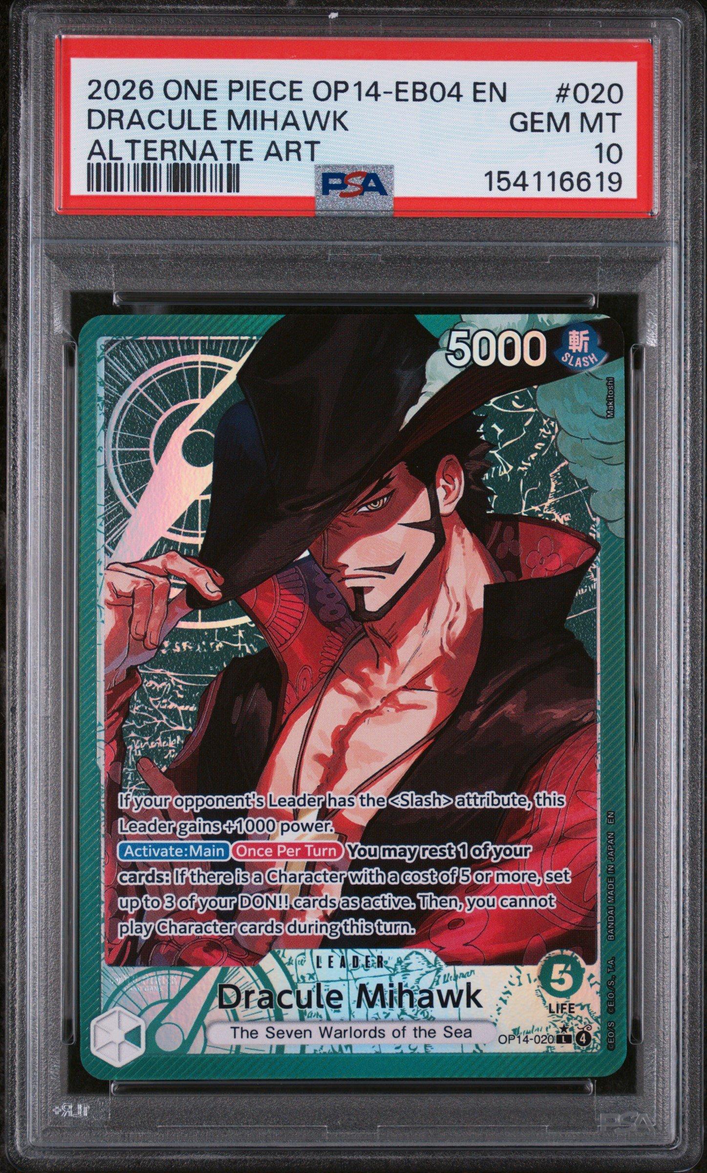 2026 One Piece Op14-eb04-the Azure Sea's Seven 020 Dracule Mihawk