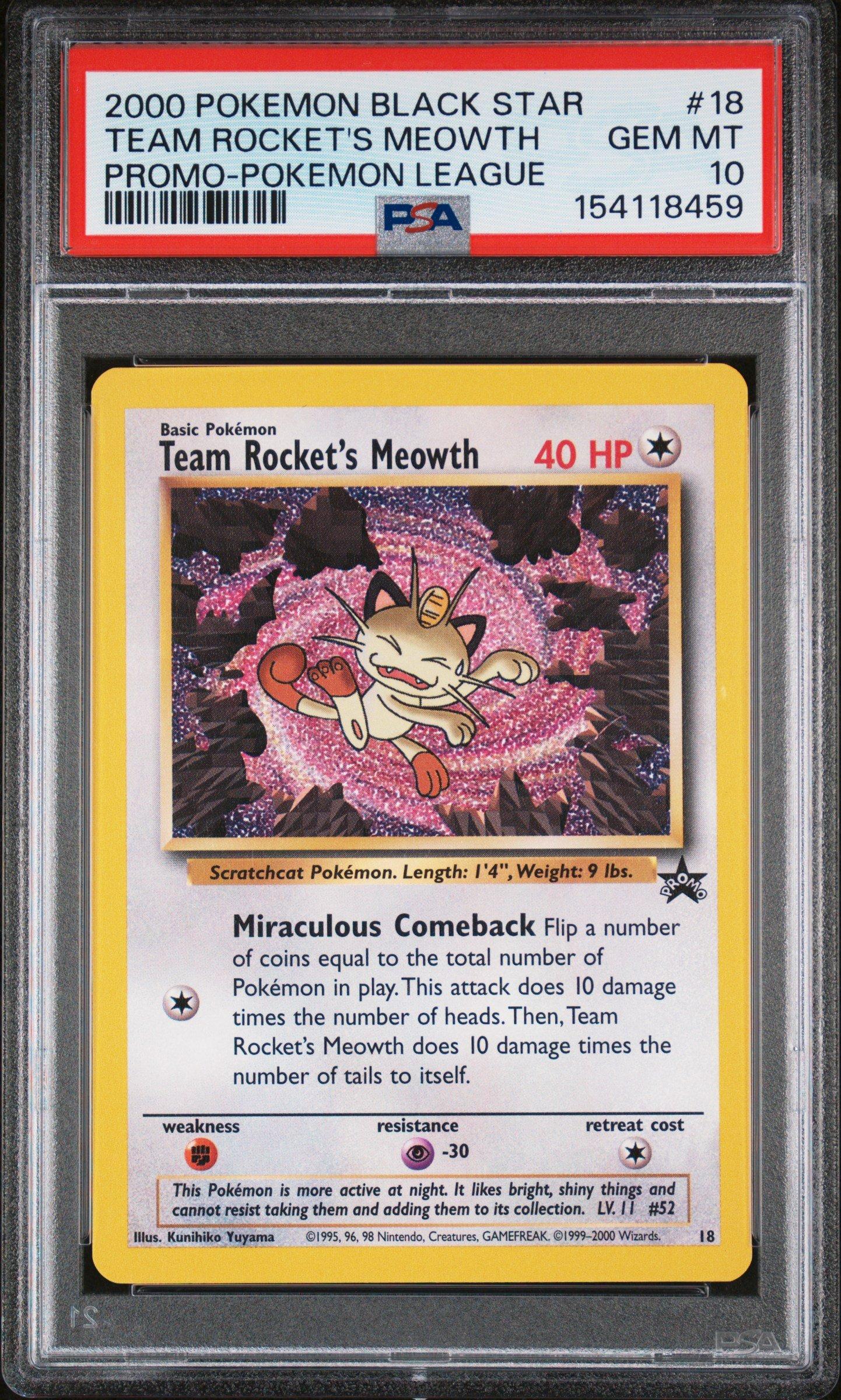 2000 Pokemon Promo Black Star 18 Team Rocket's Meowth Pokemon