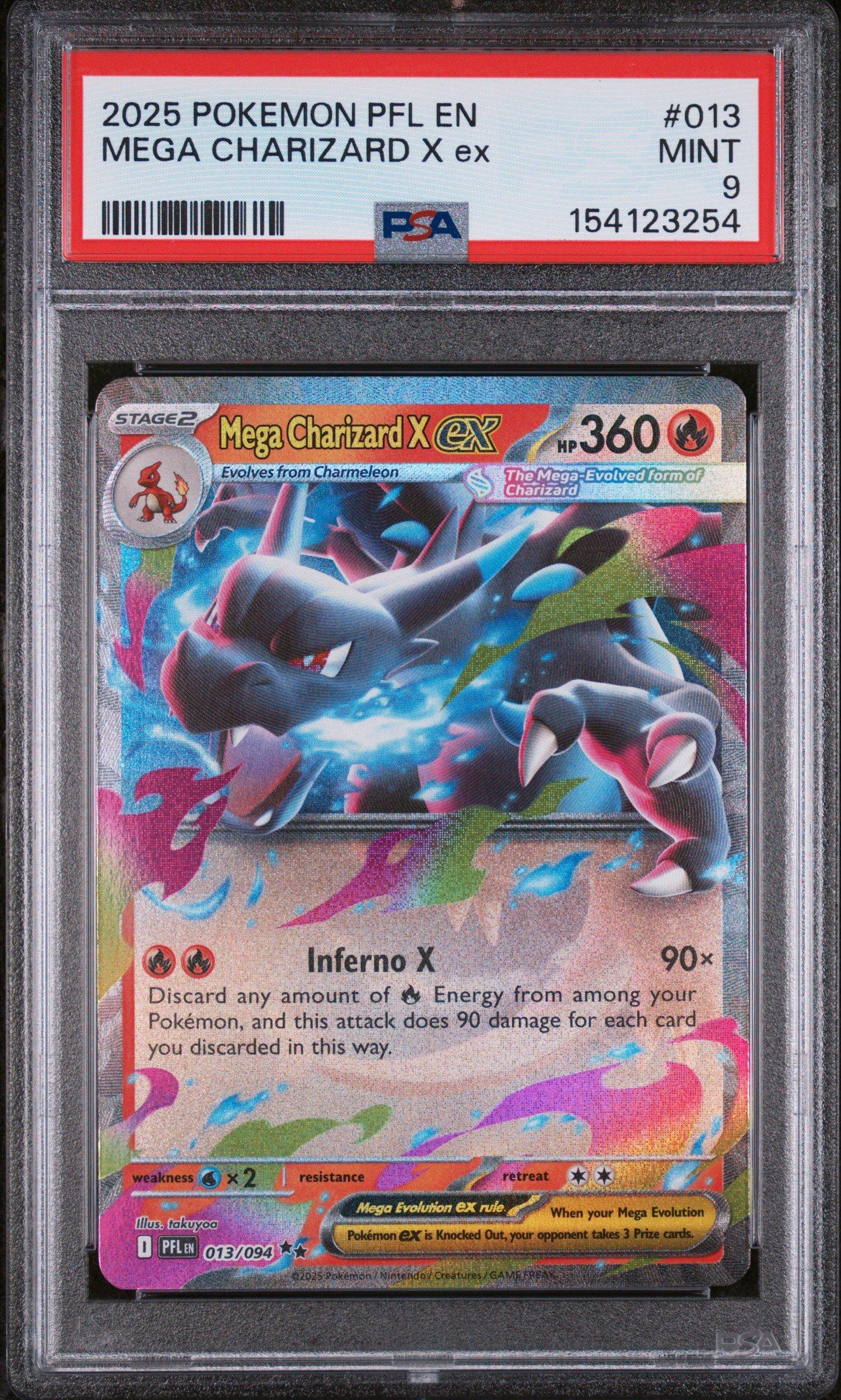 2025 Pokemon Pfl En-phantasmal Flames 013 Mega Charizard X Ex PSA