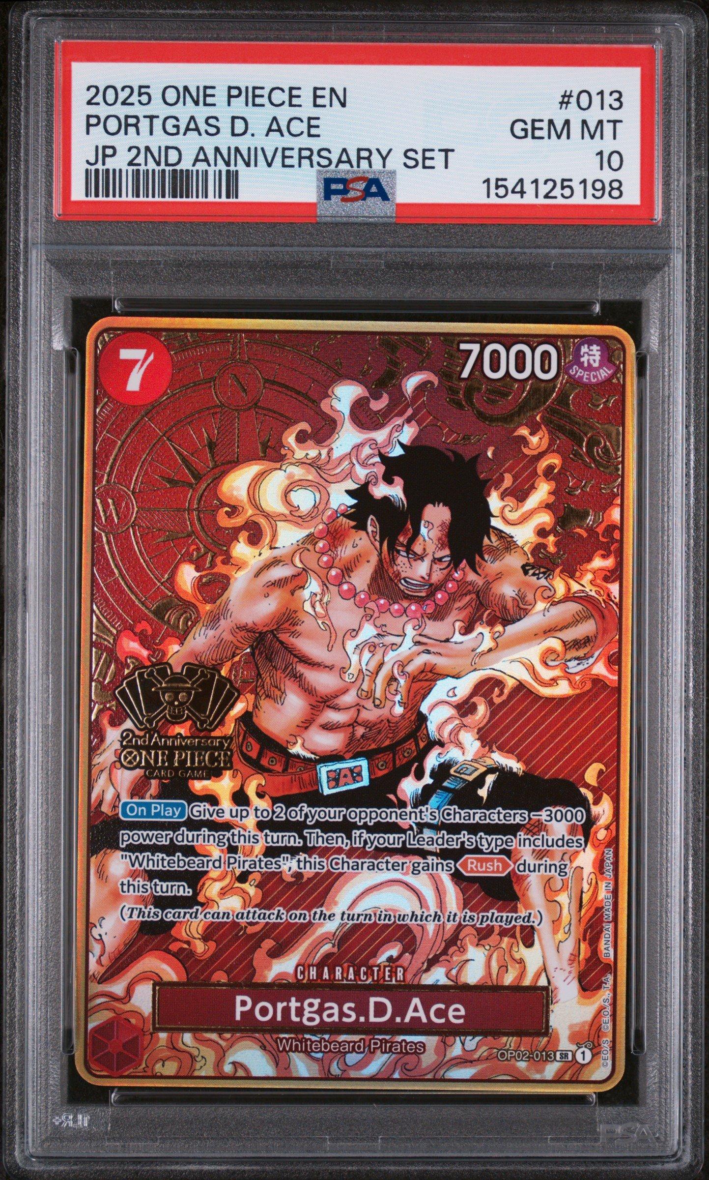 2025 One Piece Japanese 2nd Anniversary Set 013 Portgas D. Ace PSA