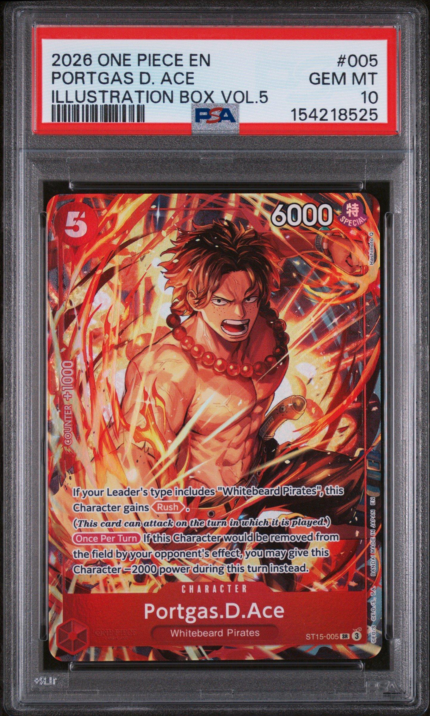 ワンピース カードゲーム PSA10 PORTGAS D. ACE #005 9252 2026 One Piece Promos 005 Portgas D. Ace Illustration Box Vol.5
