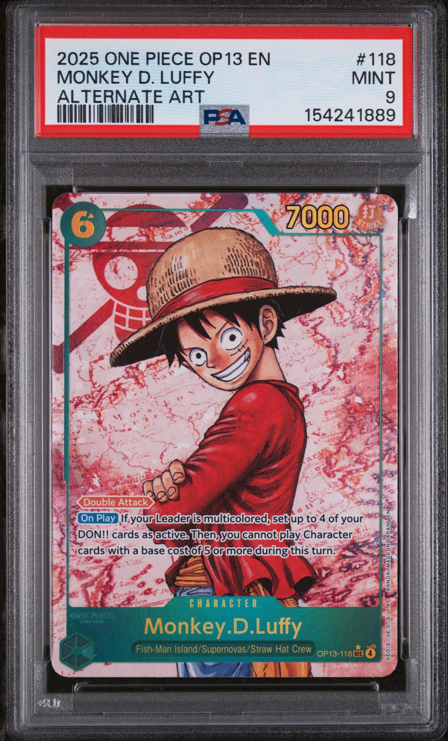 2025 ONE PIECE OP13 モンキー・D・ルフィ #118 PSA9 2025 One Piece Op13-carrying On His Will 118 Monkey D. Luffy